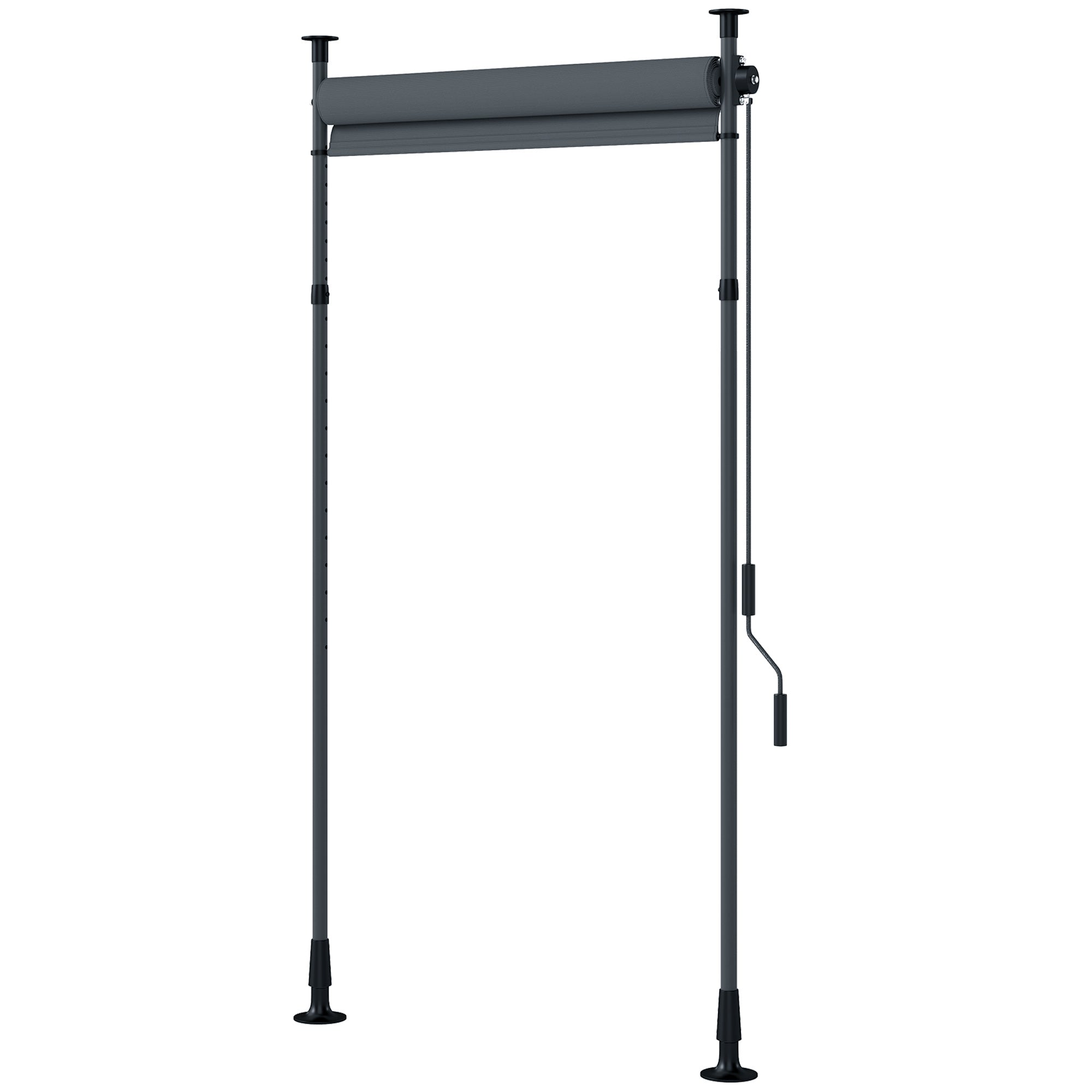 Vertical Awning 150 x 220-310cm Retractable Vertical Awning Clamp Awning with Crank Sun Protection Privacy Wind Protection External Roller Blind Awning for Balcony Terrace Garden Dark Gray