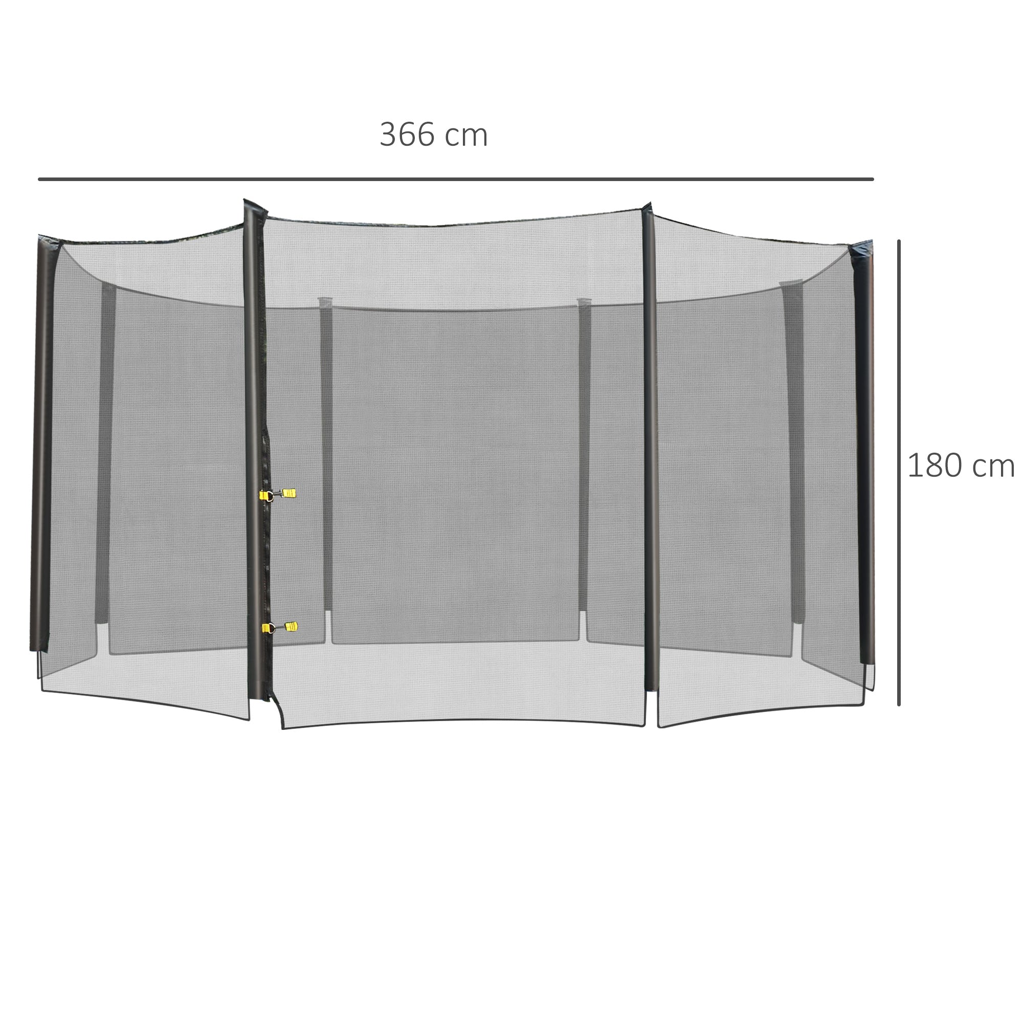 Replacement Safety Net for Ø366 cm Round Trampoline Outdoor with Zipper Door for 8 Straight Poles Ø366x180 cm Black