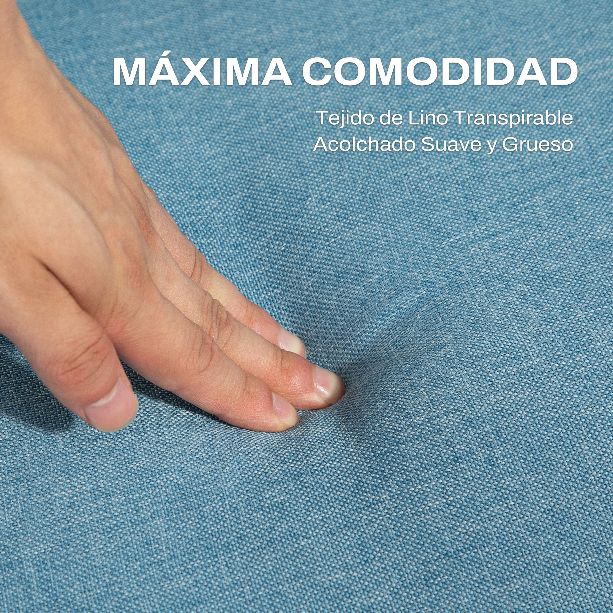 2-Seater Modern Sofa Bed 173x75x73 cm Foldable Sofa Bed Upholstered in Synthetic Linen with 3-Level Adjustable Backrest and Detachable Armrests for Living Room Office Light Blue