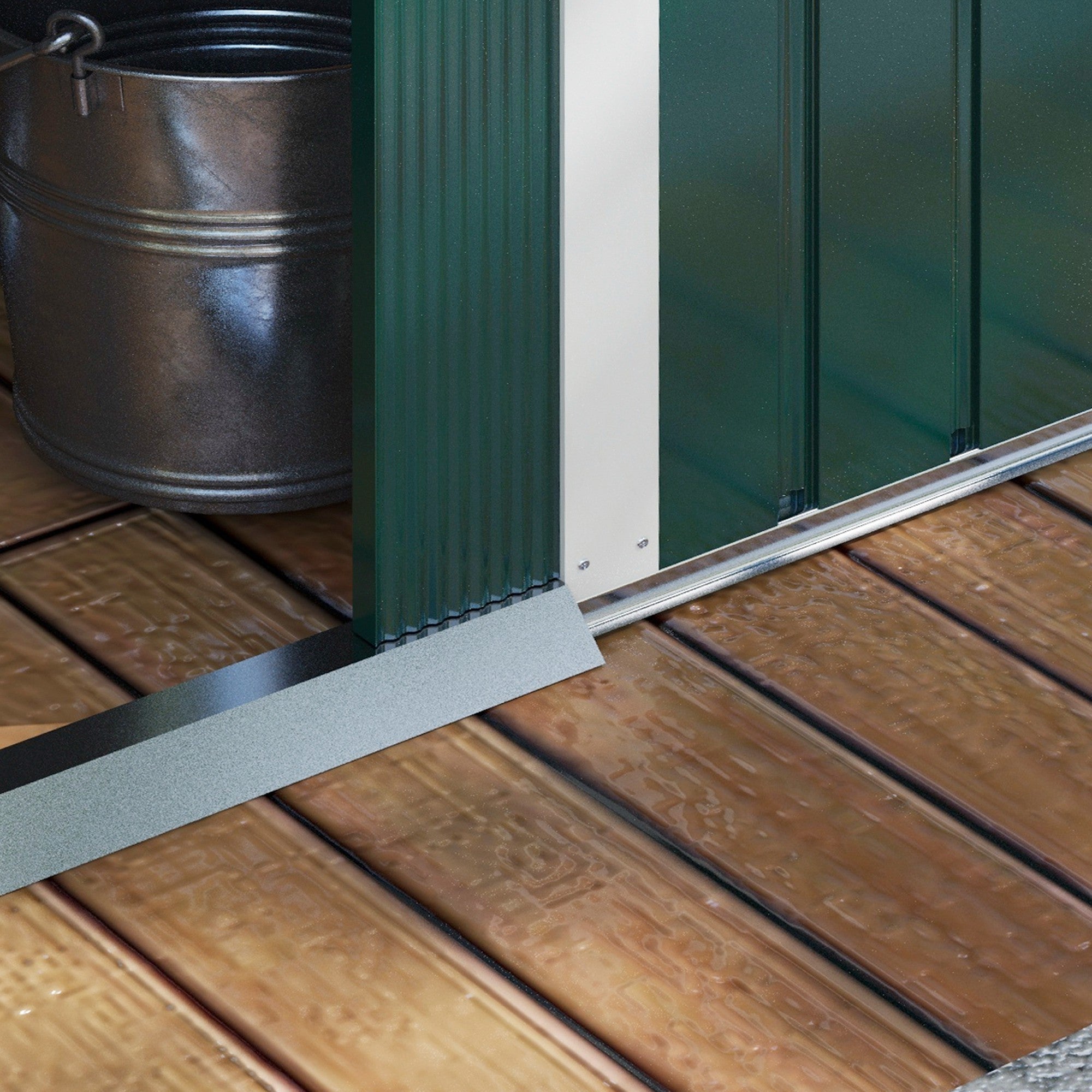 Garden Shed Exterior 3.6 m² 236x174x190 cm Garden Shed with 2 Sliding Doors Sloping Roof and 4 Windows for Patio Terrace Green