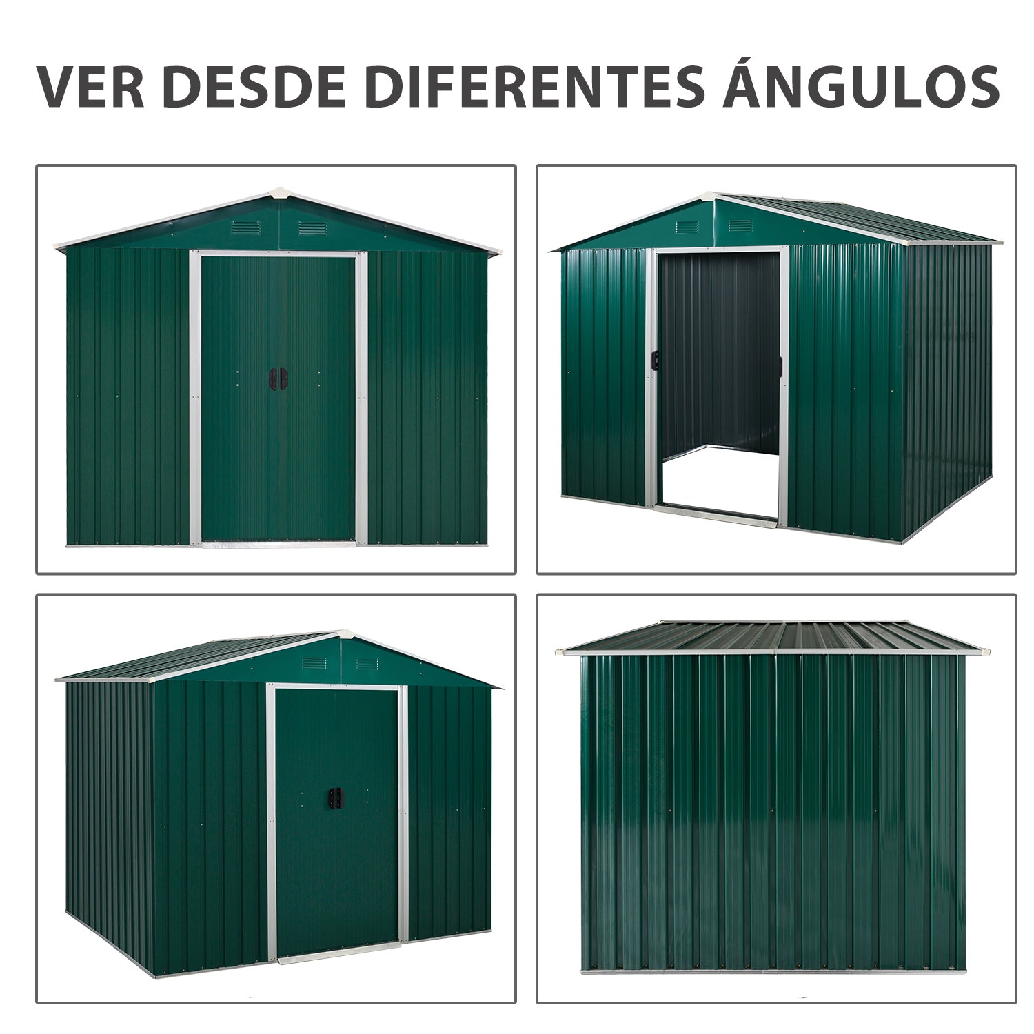Garden Shed Exterior 3.6 m² 236x174x190 cm Garden Shed with 2 Sliding Doors Sloping Roof and 4 Windows for Patio Terrace Green