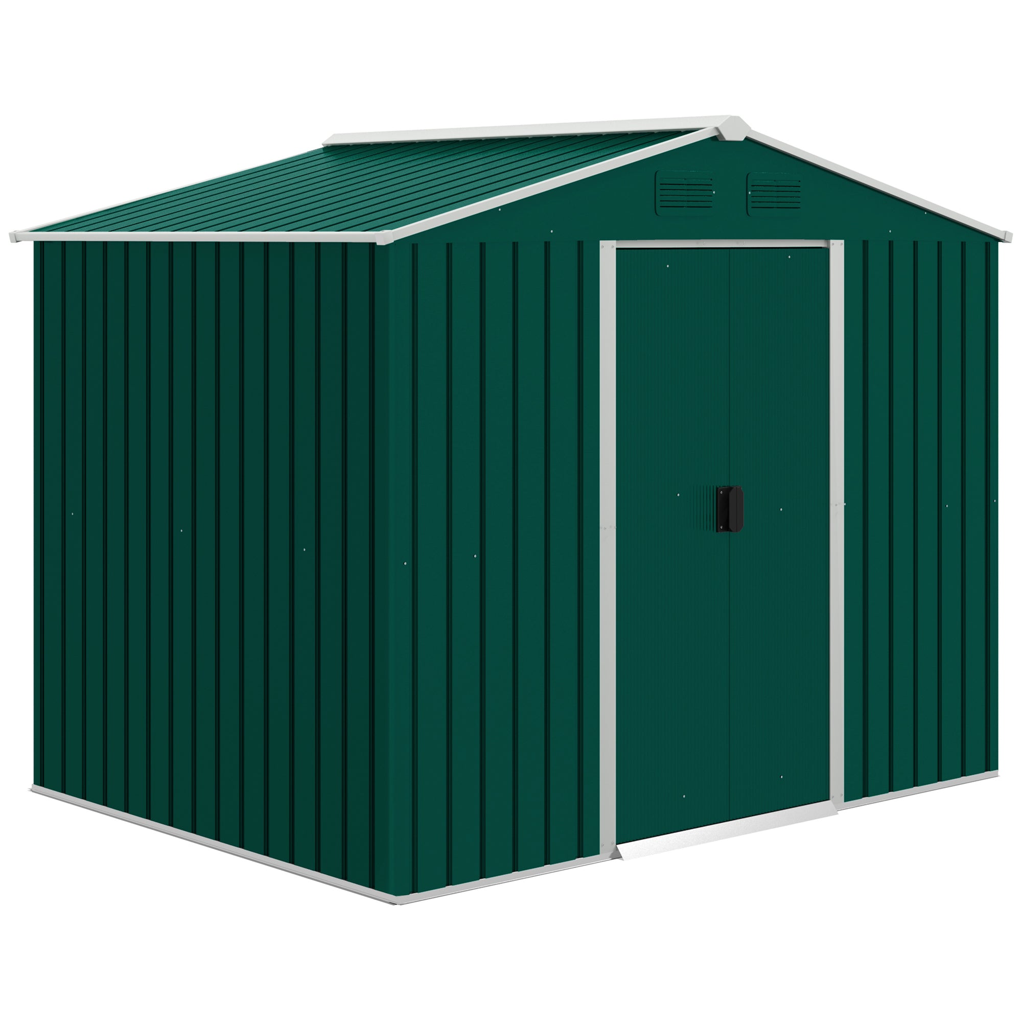 Garden Shed Exterior 3.6 m² 236x174x190 cm Garden Shed with 2 Sliding Doors Sloping Roof and 4 Windows for Patio Terrace Green