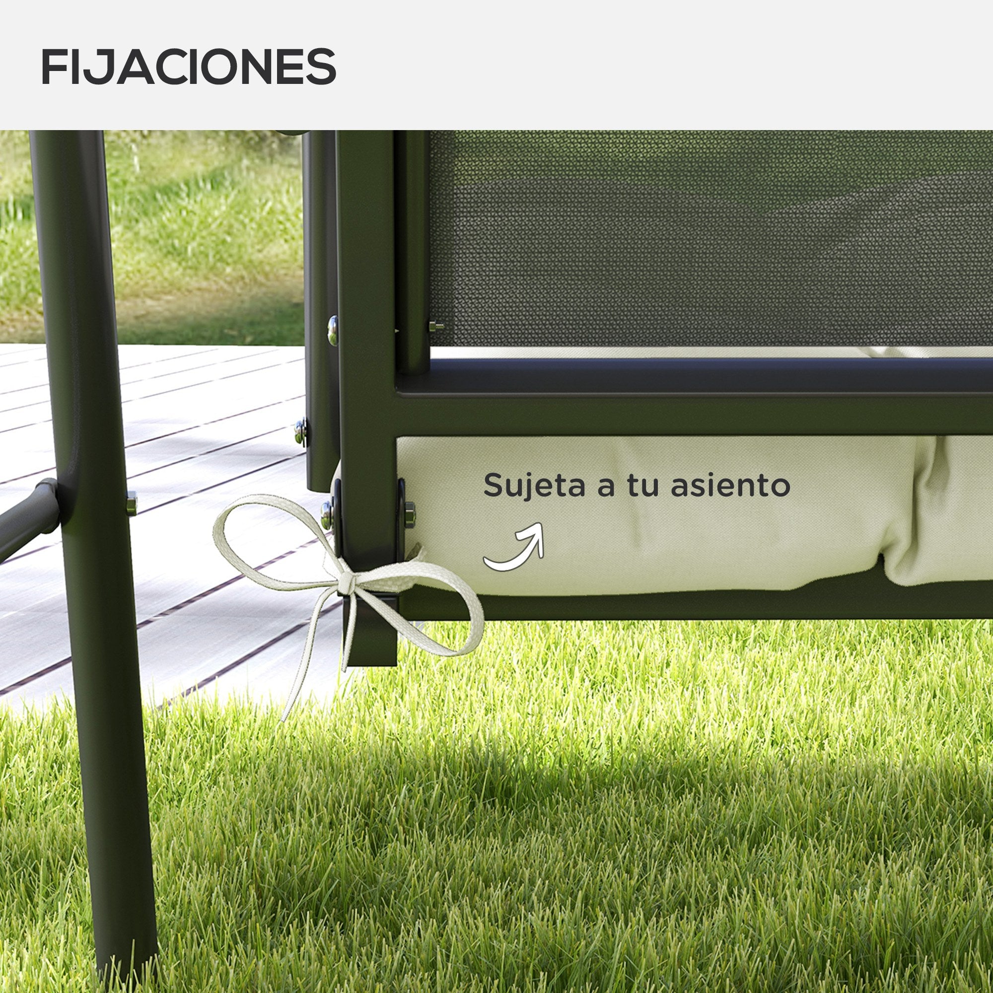 Bench Cushion 128x48x8 cm Garden Bench Mattress with 2 Fixing Cords Waterproof and UV 50+ Protection for Garden Swing Terrace Cream