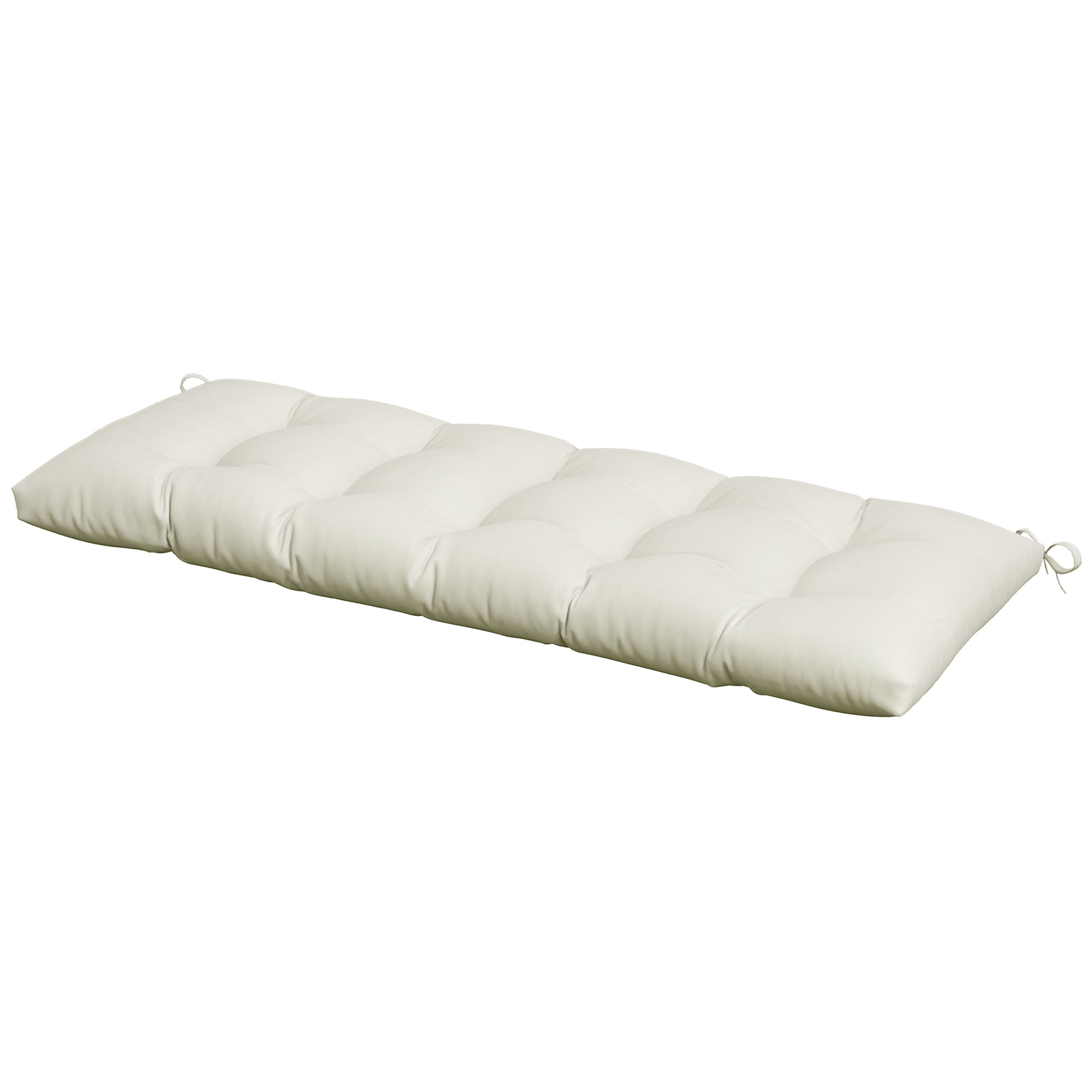 Bench Cushion 128x48x8 cm Garden Bench Mattress with 2 Fixing Cords Waterproof and UV 50+ Protection for Garden Swing Terrace Cream