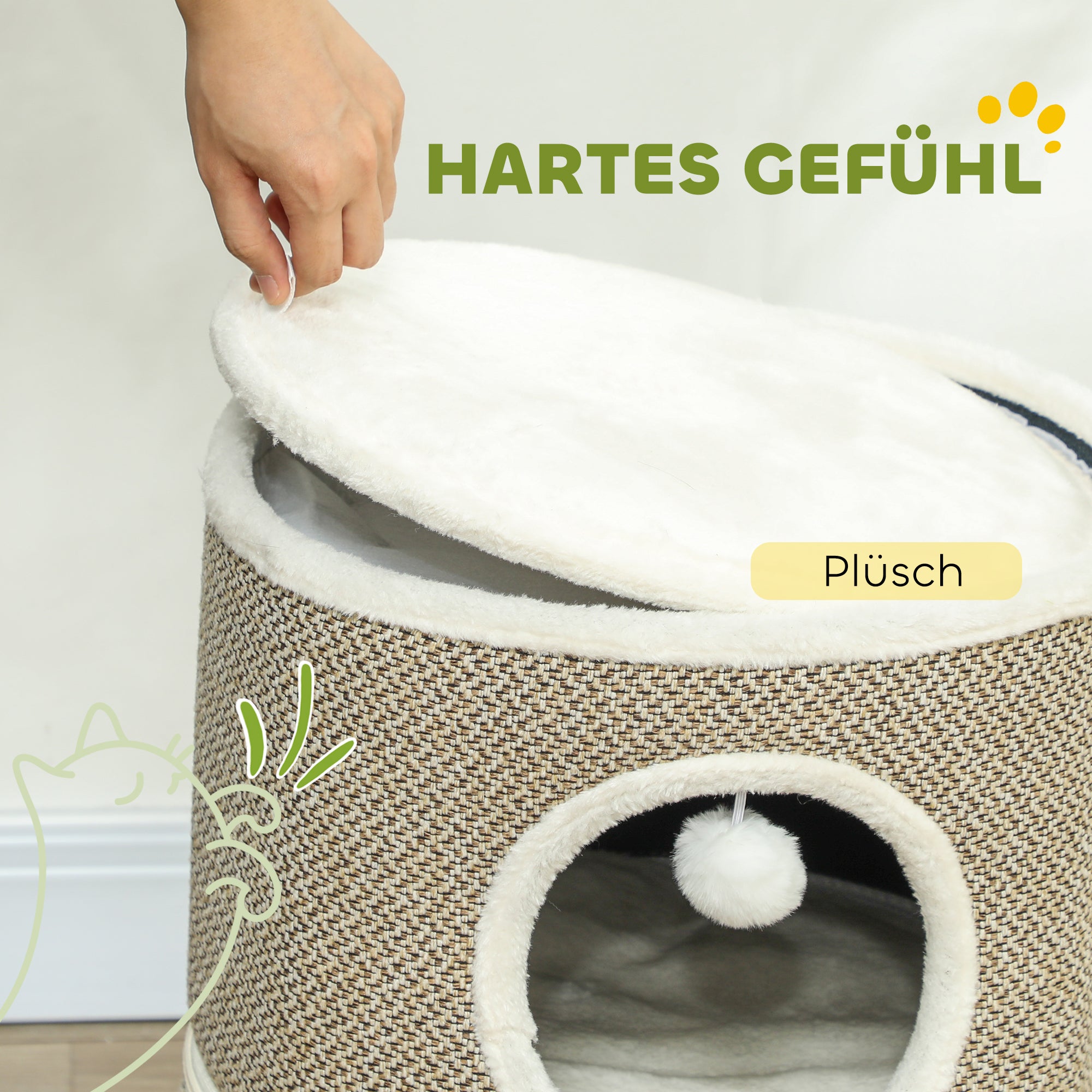 Scratching Post, 56 cm High Cat Tower with Cave, Scratching Tree, Cat Tower made of Sisal, for Cat up to 5 kg, Coffee