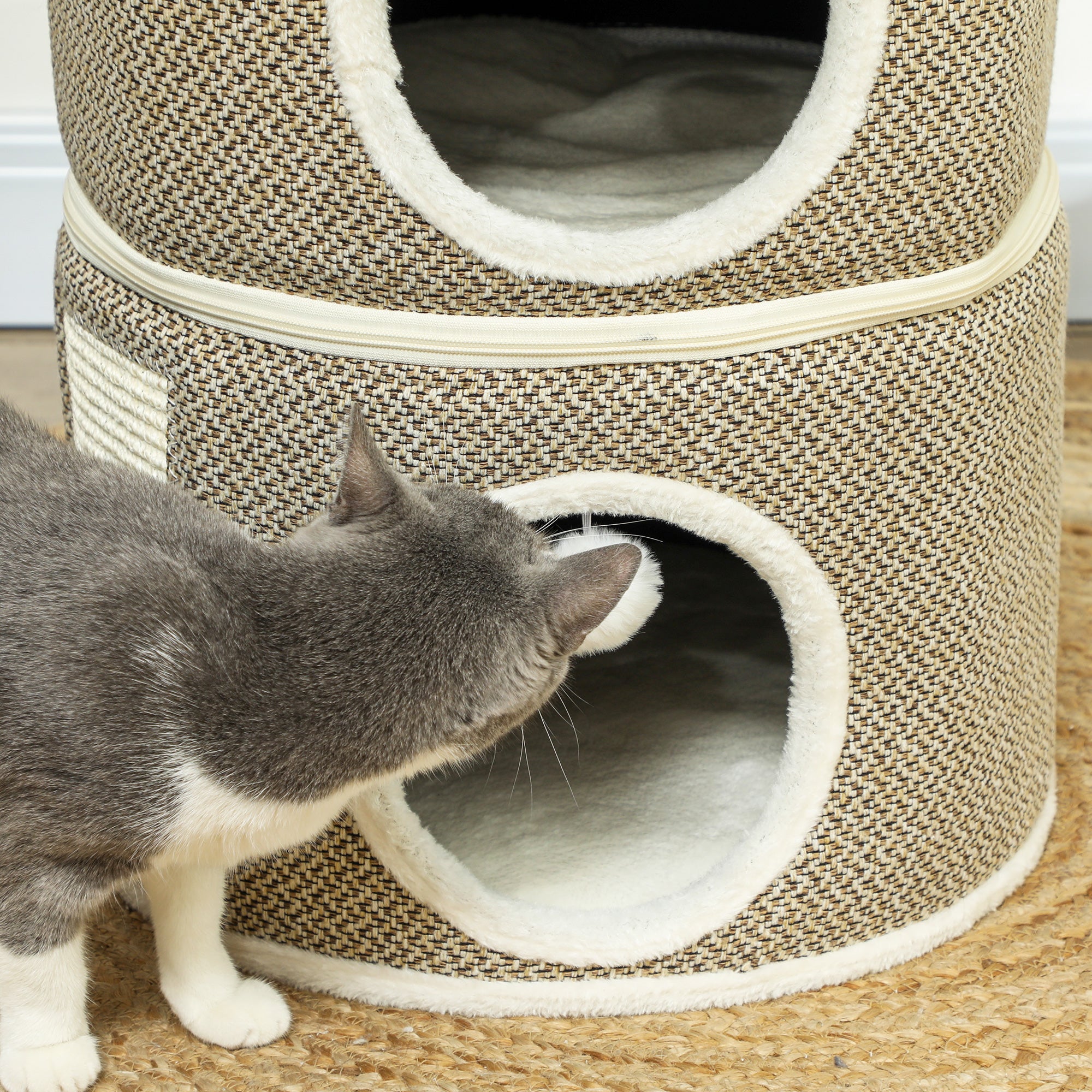 Scratching Post, 56 cm High Cat Tower with Cave, Scratching Tree, Cat Tower made of Sisal, for Cat up to 5 kg, Coffee