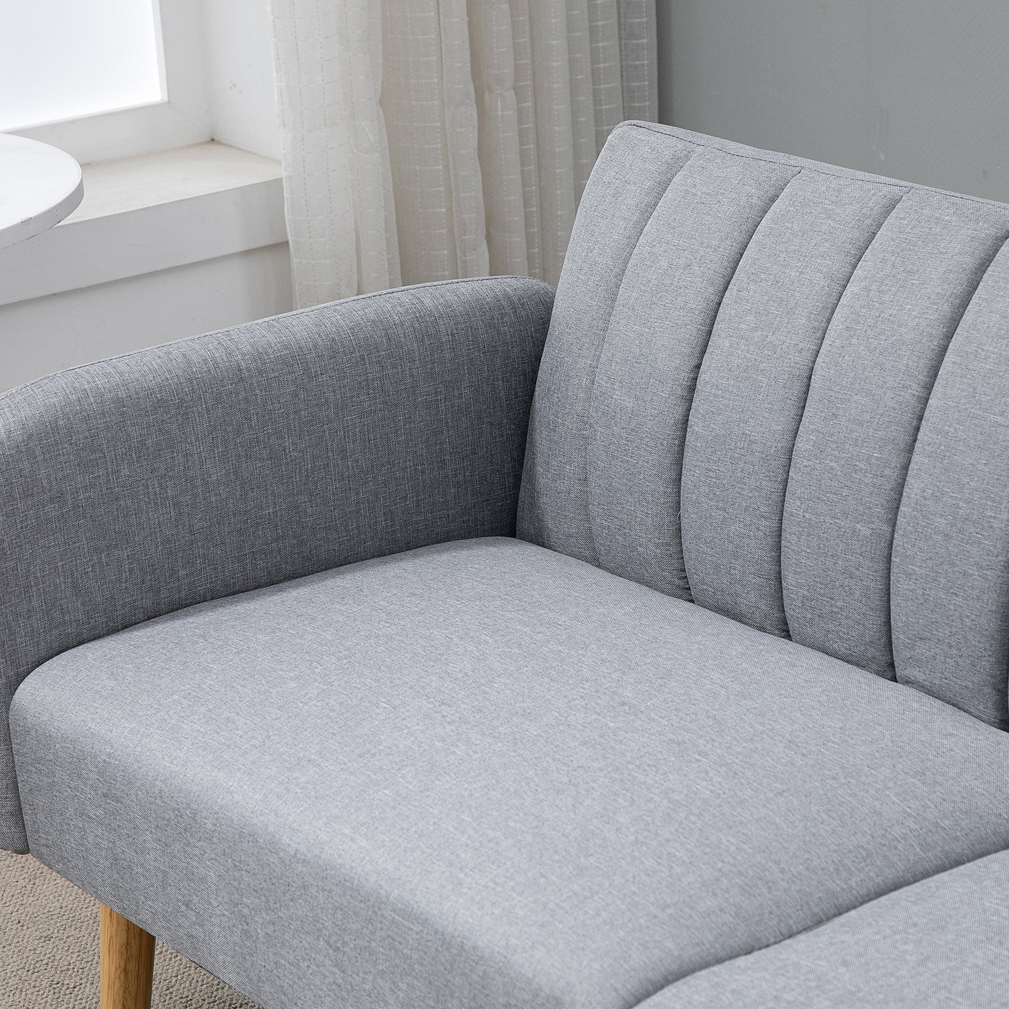 Sleeper Sofa, 2-Seater Sofa Bed with Adjustable Backrest, Thickly Padded Couch, Armrest, Sofa Bed with Wooden Legs for Living Room, Guest Room, 173 x 75 x 73 cm, Light Gray