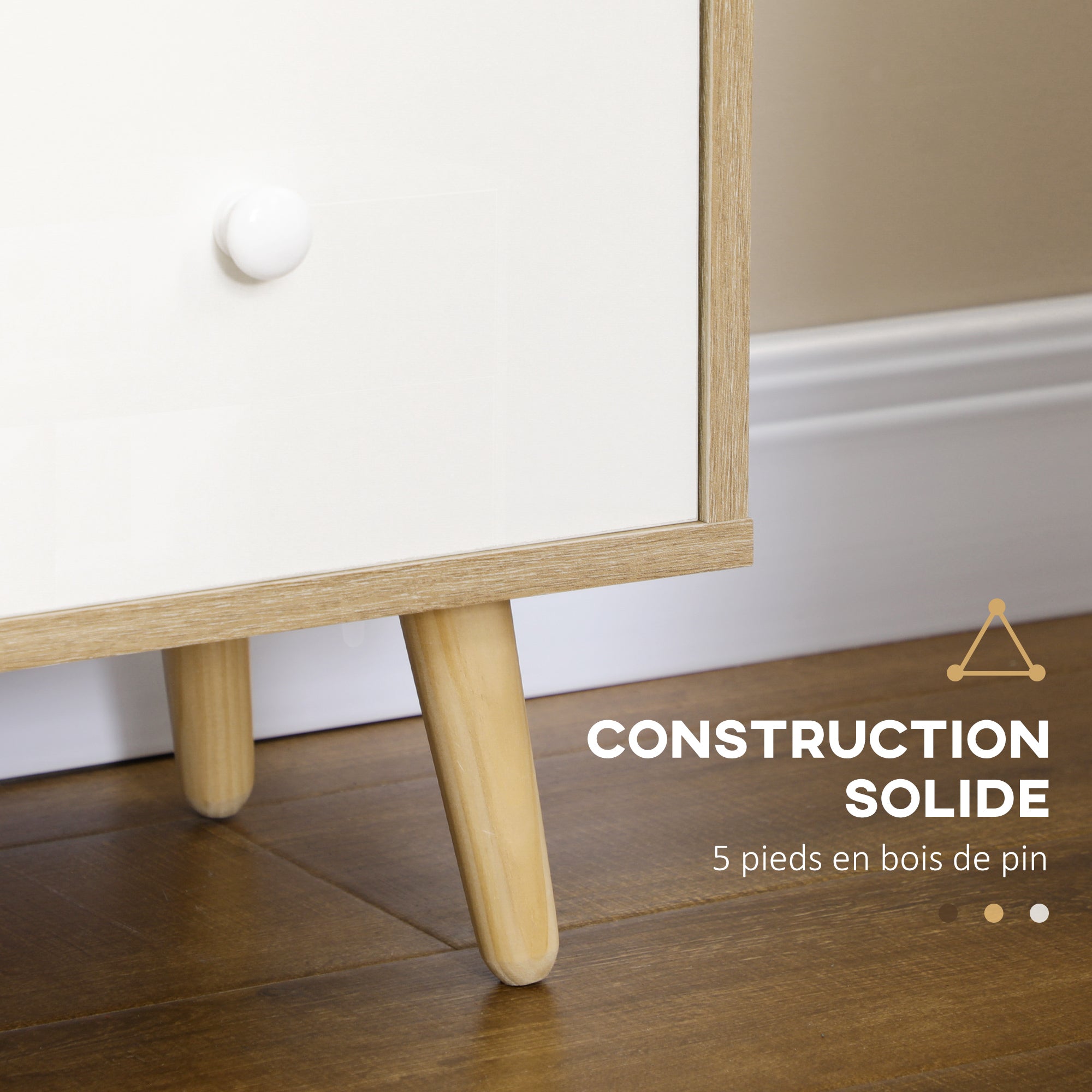 TV Stand TV Bench for TVs up to 45 Inches with Solid Wood Legs Scandinavian Style 3 Shelves 1 Cupboard with Door and 2 Drawers 120 x 30 x 60 cm