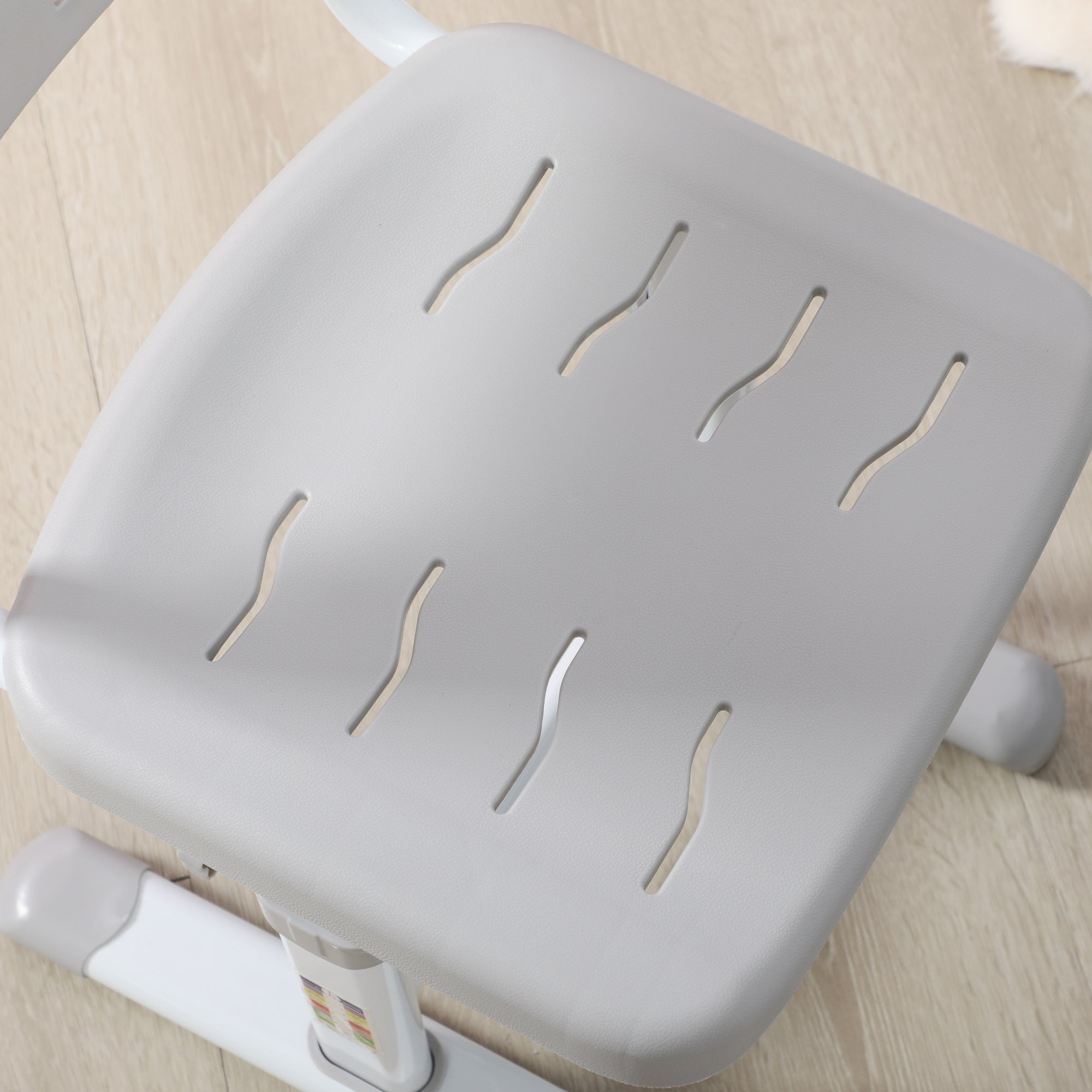 Adjustable Height School Desk for Children 6-12 Years, Desk and Chair Set with 45° Tiltable Desktop, Drawer, 2 Pen Holders, and Hook, Gray