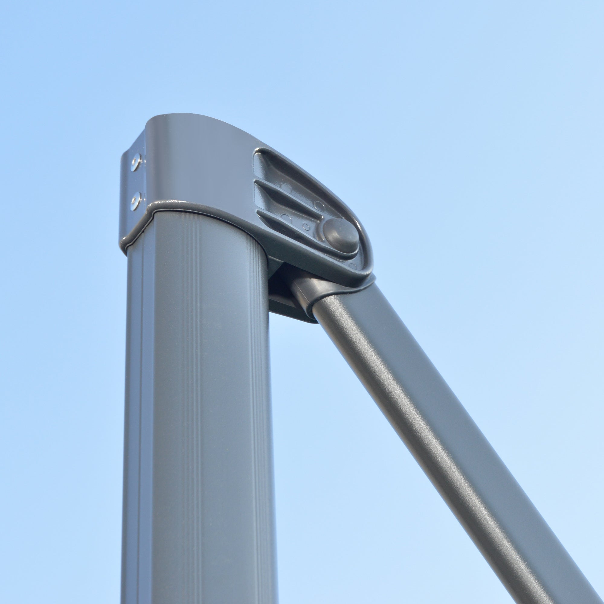 Garden Umbrella Ø300x250 cm Offset Aluminum Parasol with Crank Tilt 360° Rotating Canopy with Pedal and Cross Base Gray