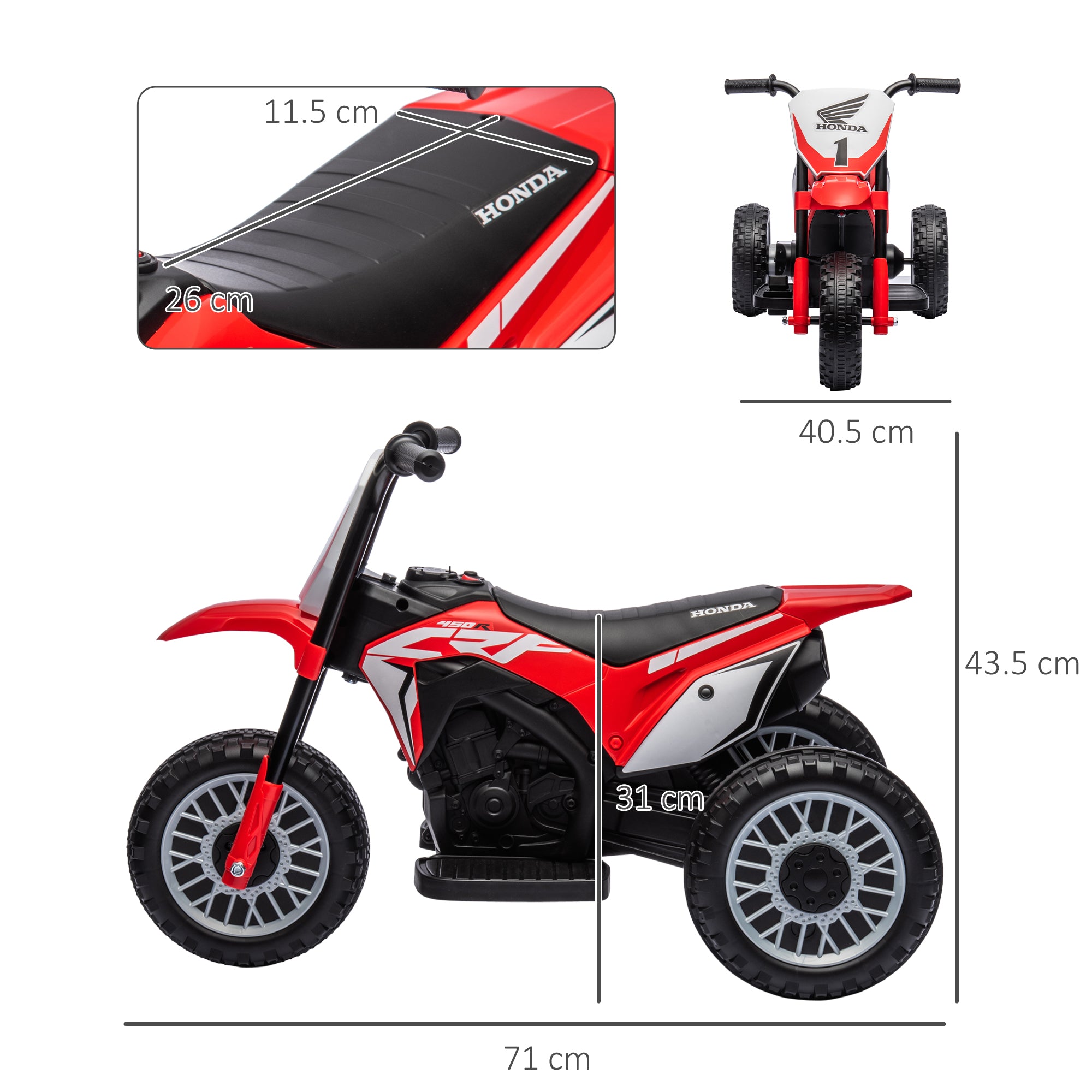 Electric Kids Motorcycle Electric Motorcycle with Horn, Start-up Music, Kids Electric Bike for Children aged 1.5-3 years Red