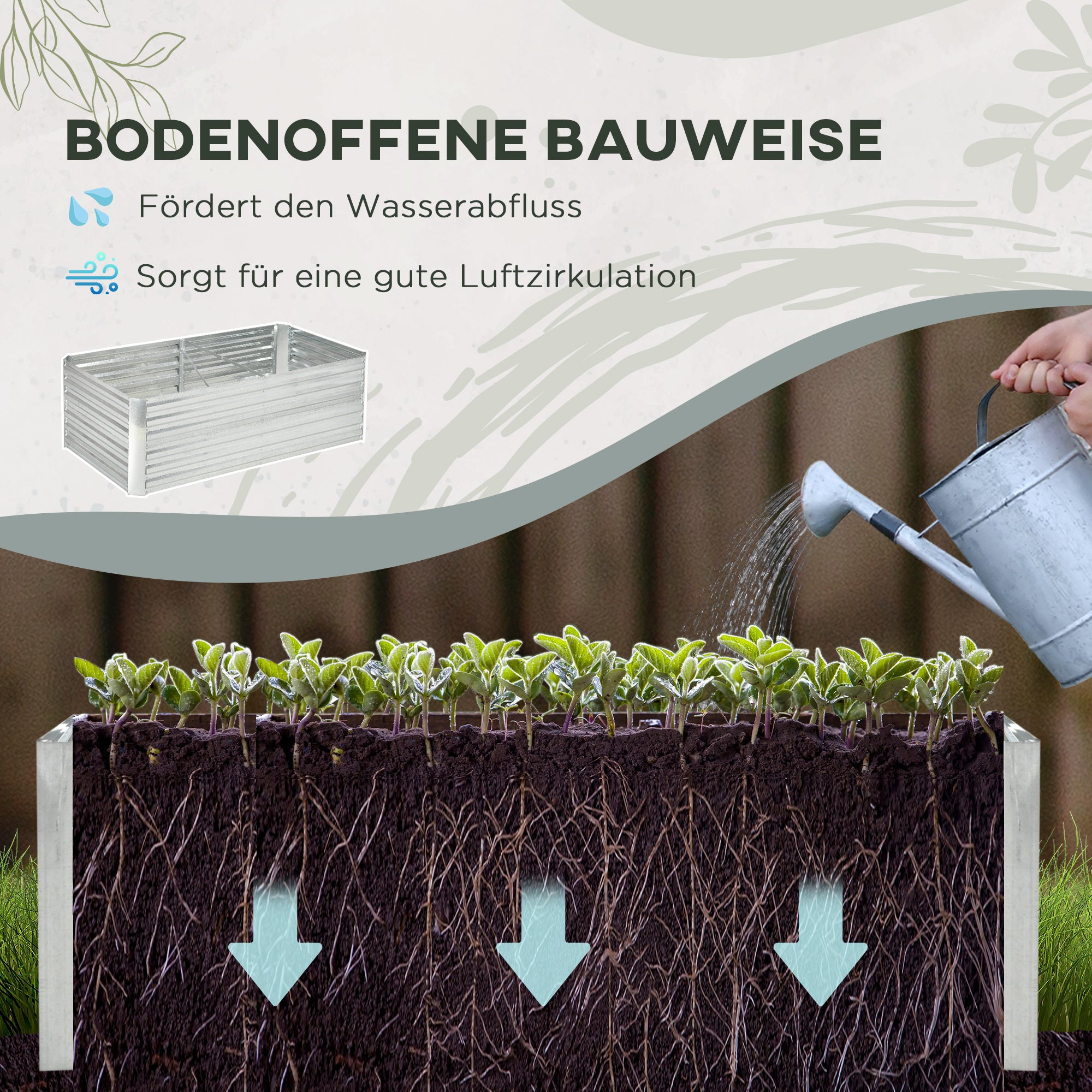 Raised Garden Bed made of Steel, Planting Bed Seedling Bed Flower Box stackable, Plant Box Plant Pot 180x90x60cm for Garden Balcony Terrace, Vegetable Patch for Flowers, Plants, Fruit