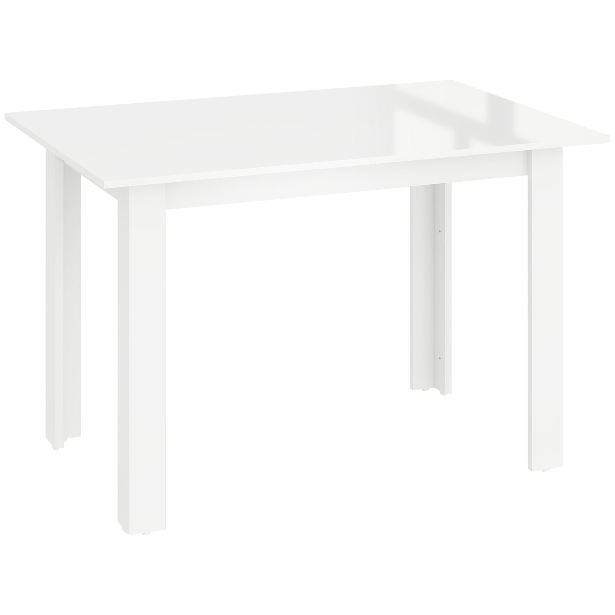 Extendable Dining Table for 4-6 People with Flip Panels, Extendable Kitchen Table in MDF, for Dining Room, Living Room, 120-160x80x78 cm, Glossy White