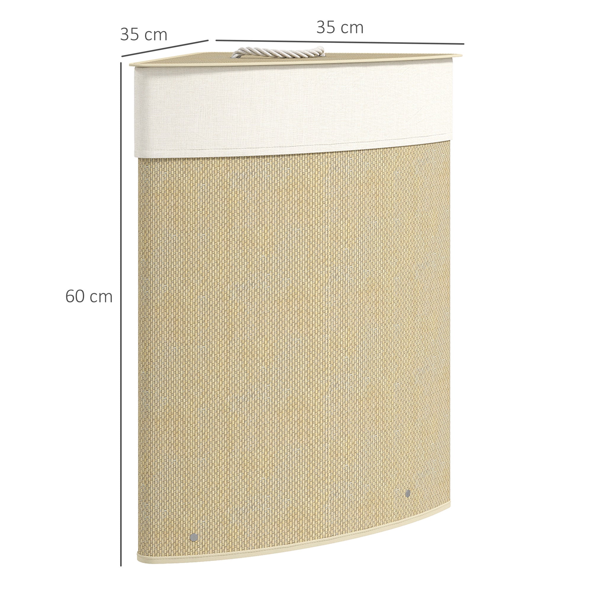 Bamboo Laundry Hamper 55 L – Triangle Corner Design with Removable Washable Liner, Lid & Handle, 35 x 35 x 60 cm (13.8 x 13.8 x 23.6 in), Natural