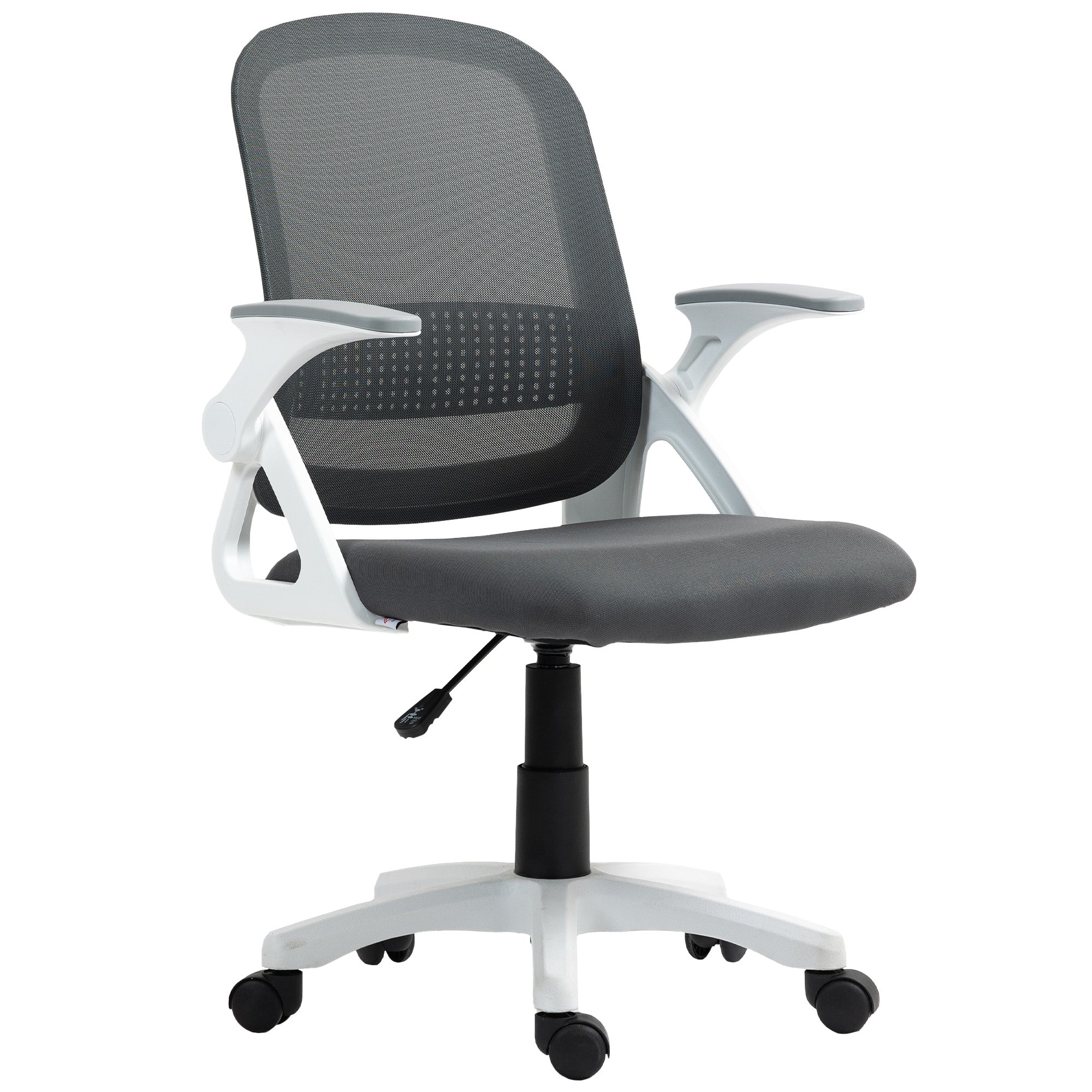 Ergonomic Mesh Office Chair with Flip-Up Arms, Lumbar Support, Height-Adjustable Swivel Chair with Tilt, Gray