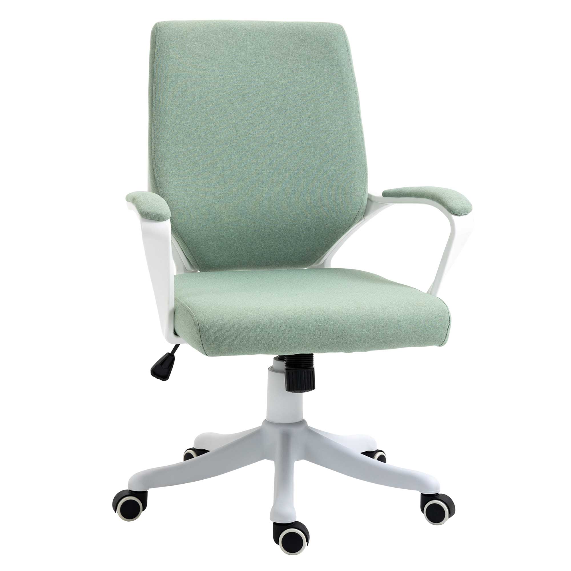 Office Chair Desk Chair Home Office Chair with Rocking Function Height Adjustable Thickly Padded Ergonomic 360° Swivel Wheels Polyester Nylon PP Green+White 62x69x92-100 cm