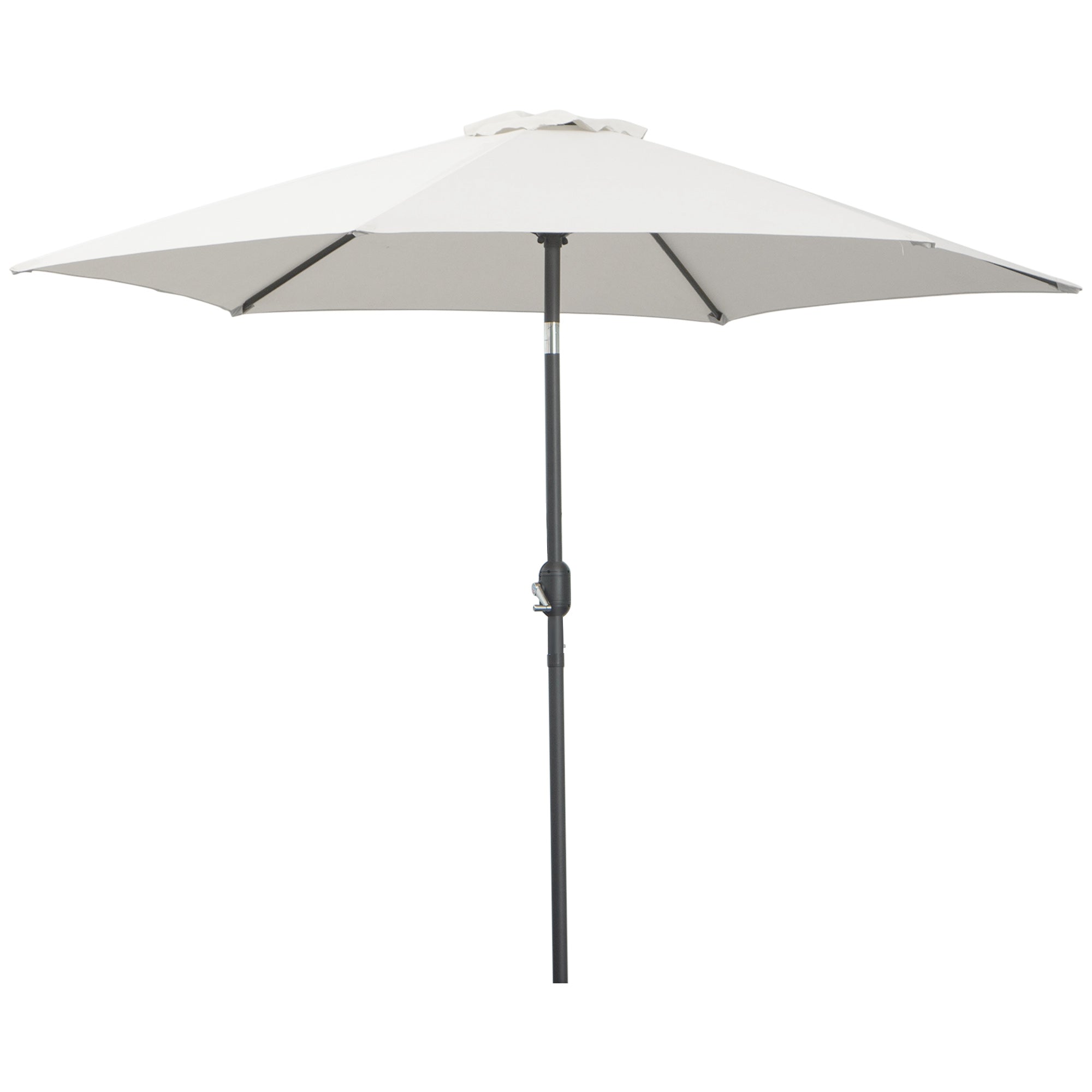 Aluminum Garden Umbrella Ø260x235 cm Reclining Garden Parasol with Crank and 6 Metal Rods for Outdoor Terrace Balcony Cream