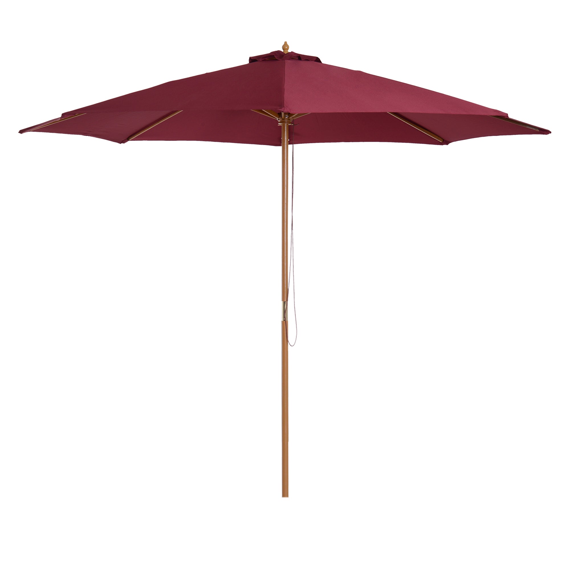 Outdoor Garden Umbrella Straight Double Roof Wooden High Density Polyester Sun Protection Ø 3 x 2.5 m Red