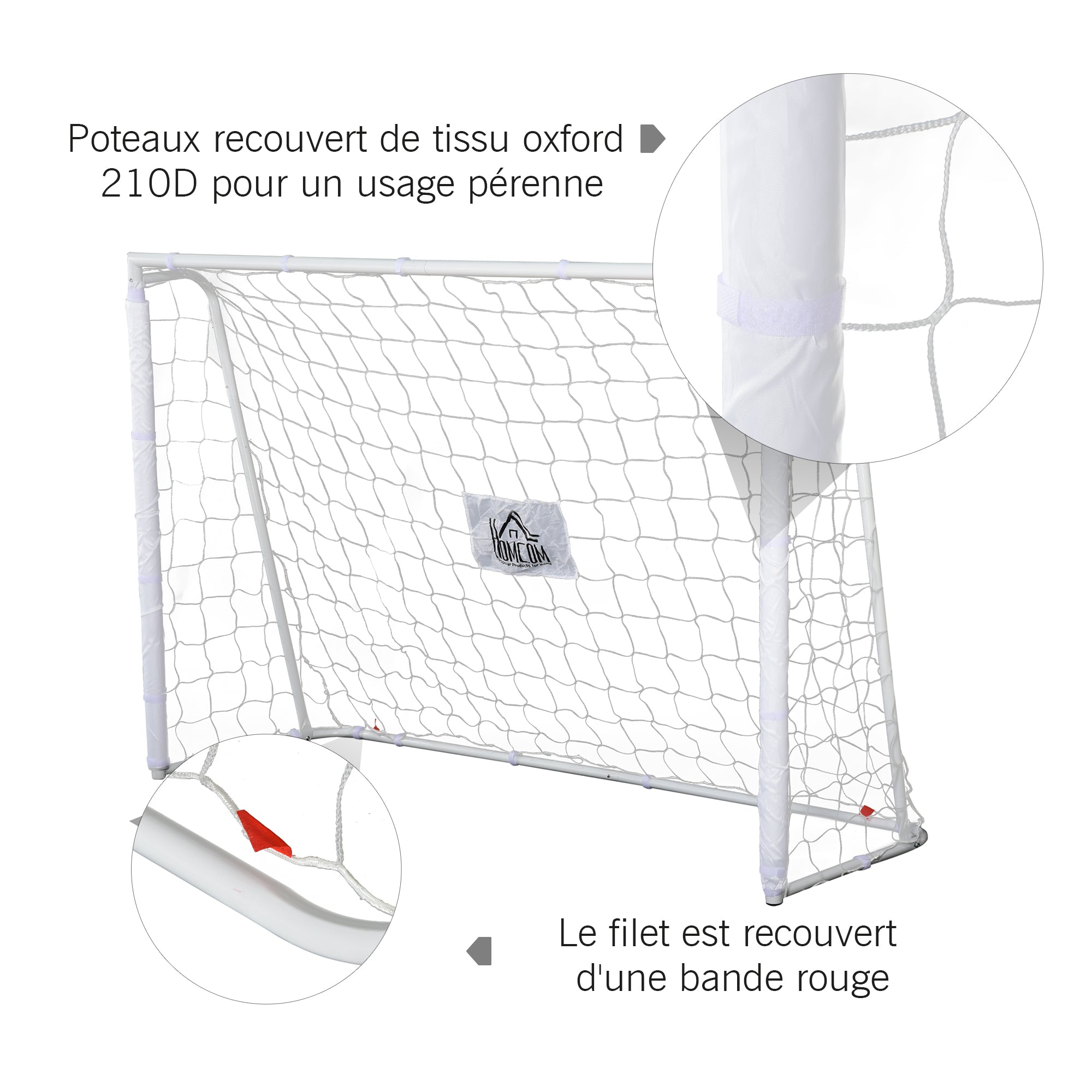 Football Goal - Soccer Goal - Training Goal dimensions 186L x 62W x 123H cm - metal frame PE net - pegs & tool included - white
