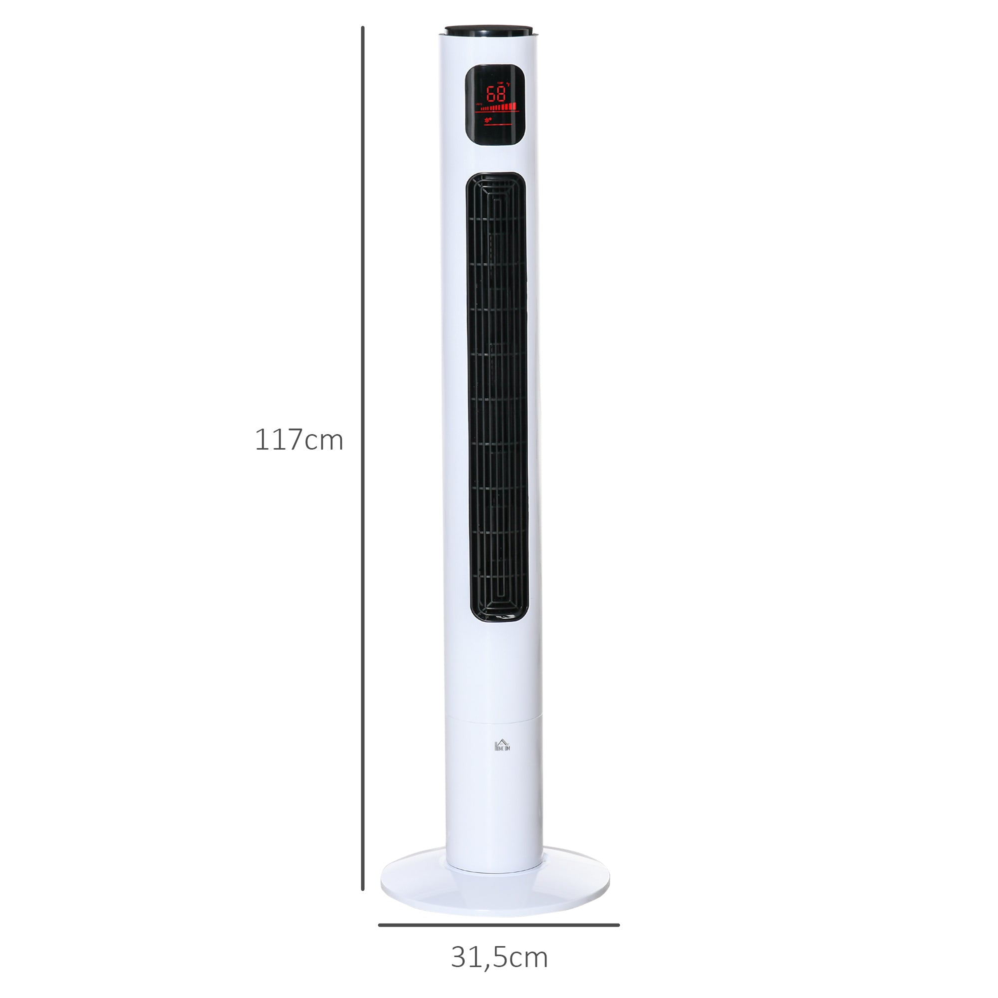 Silent 45W Tower Fan, Room Fan with 3 Modes 3 Speeds, Remote Control, 70° Oscillation, 12H Timer, LED Display, 117H cm White