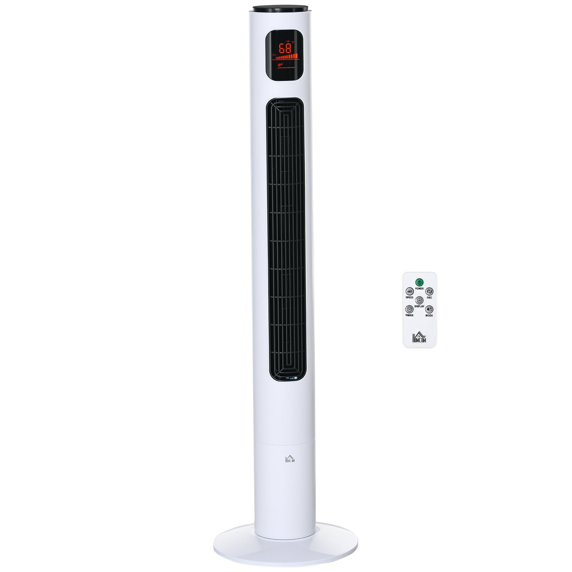 Silent 45W Tower Fan, Room Fan with 3 Modes 3 Speeds, Remote Control, 70° Oscillation, 12H Timer, LED Display, 117H cm White