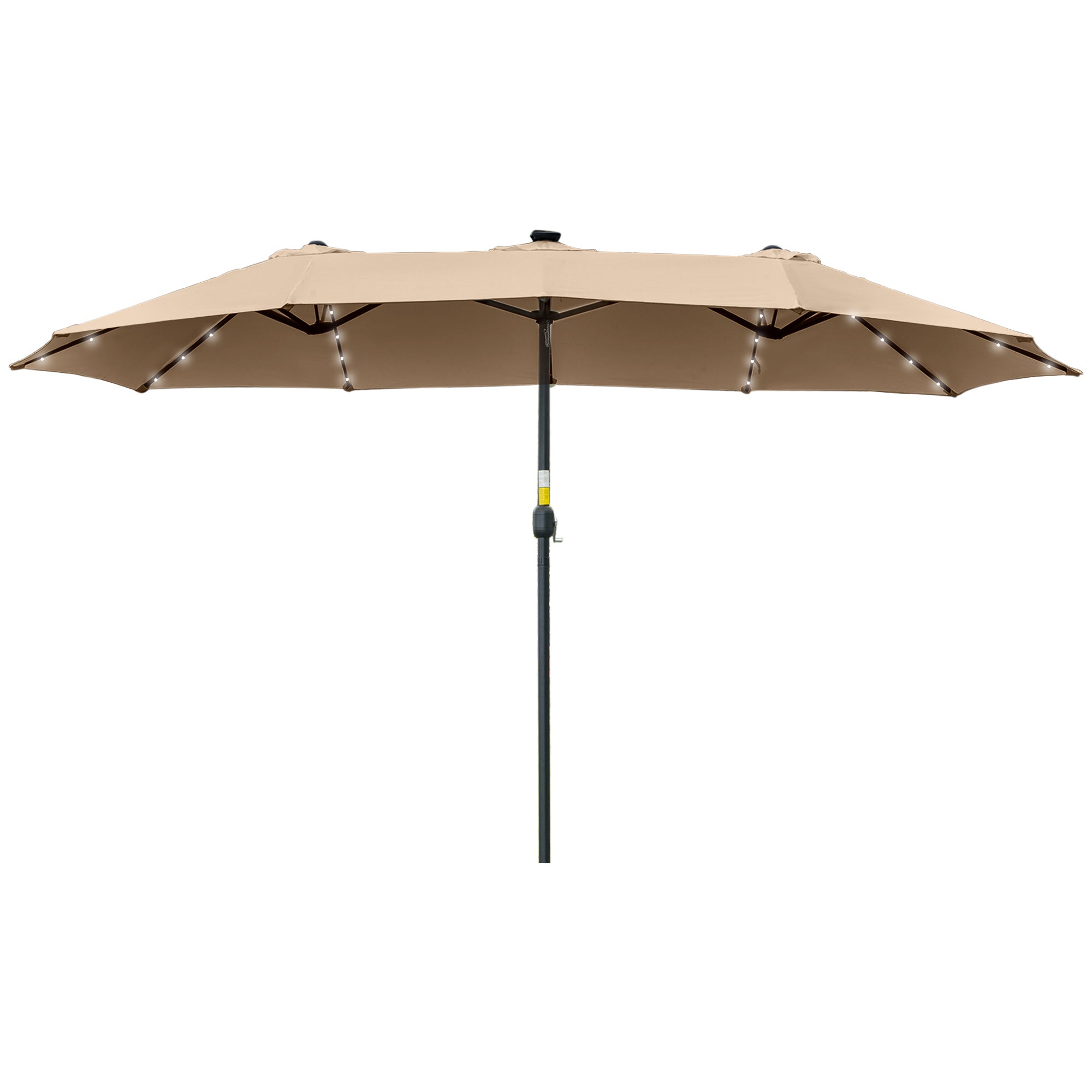 Double Garden Umbrella with 48 Solar LED Lights 177.17x104.33x94.49 inches Patio Umbrella with Crank Sun Protection for Terrace Balcony Pool Khaki
