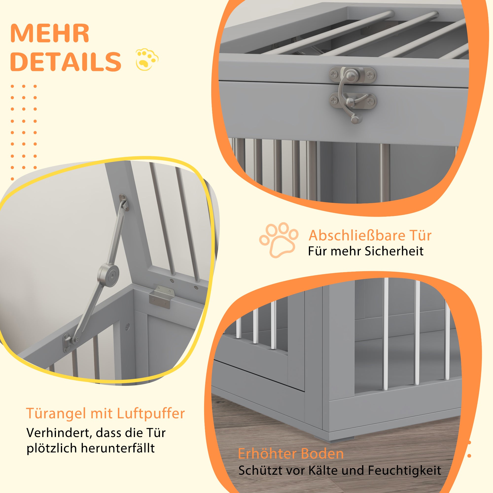 Dog Crate Furniture with 2 Doors Steel Dog Crate for Home Indoor Dog House for Medium Dogs up to 20 kg Side Table Dog Kennel 80 x 50 x 56.5 cm Gray