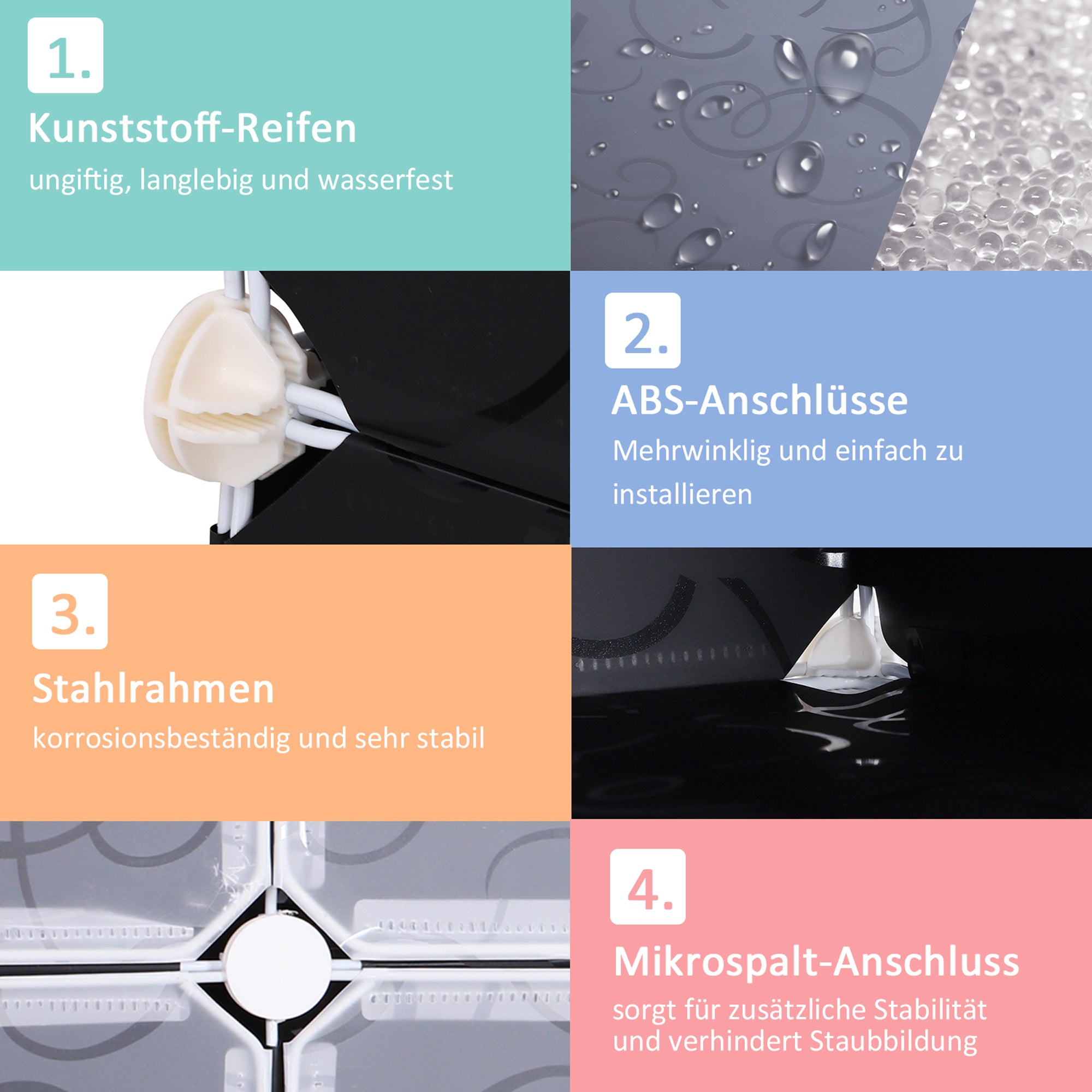 Shoe Boxes 16-Piece Set Stackable Shoe Organizer Shoe Storage Storage Boxes Shelving System with Door, Black + White