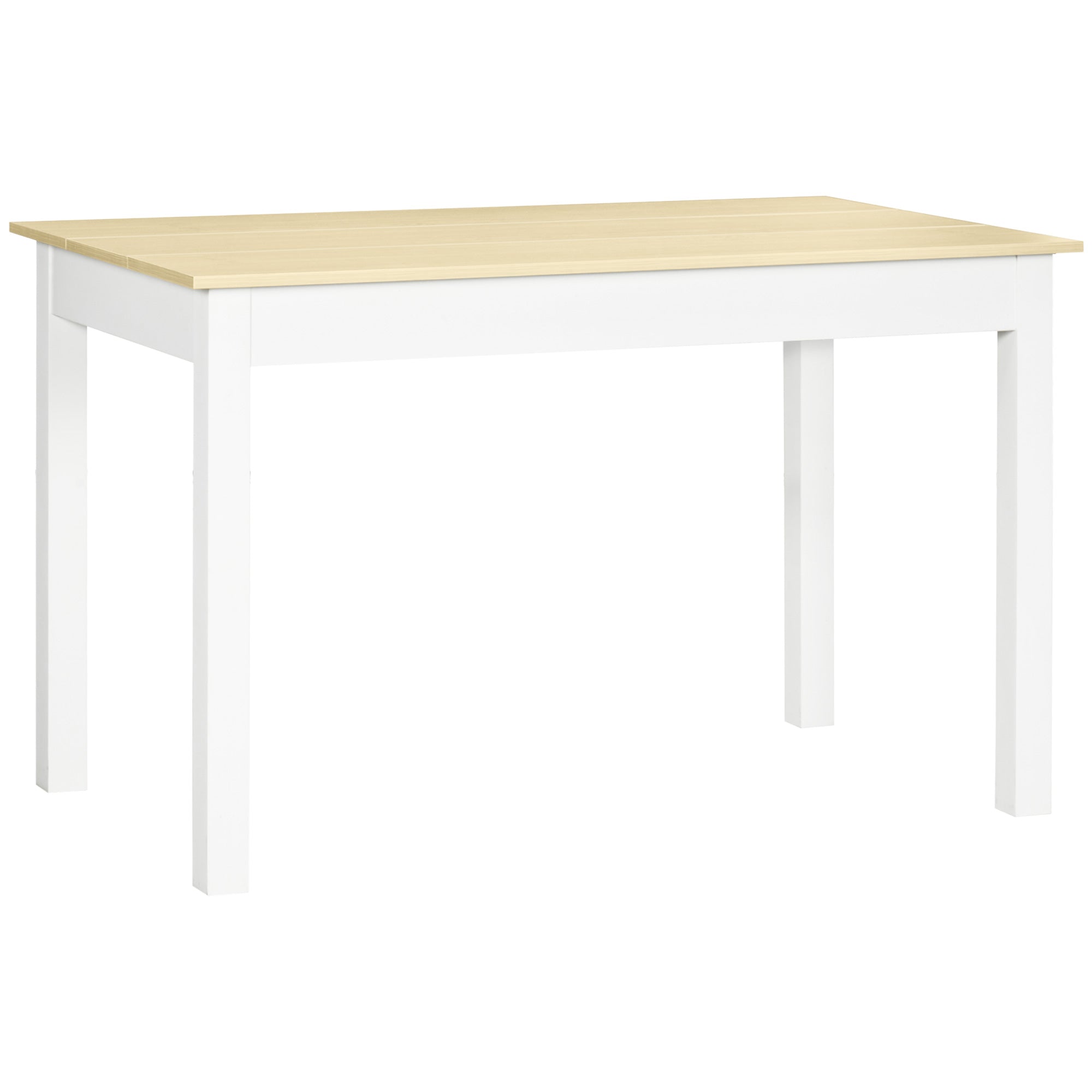 Dining Table for 4-6 People Rectangular Modern Style Kitchen Table with Wood Melamine Board Load 50 kg Oak and White