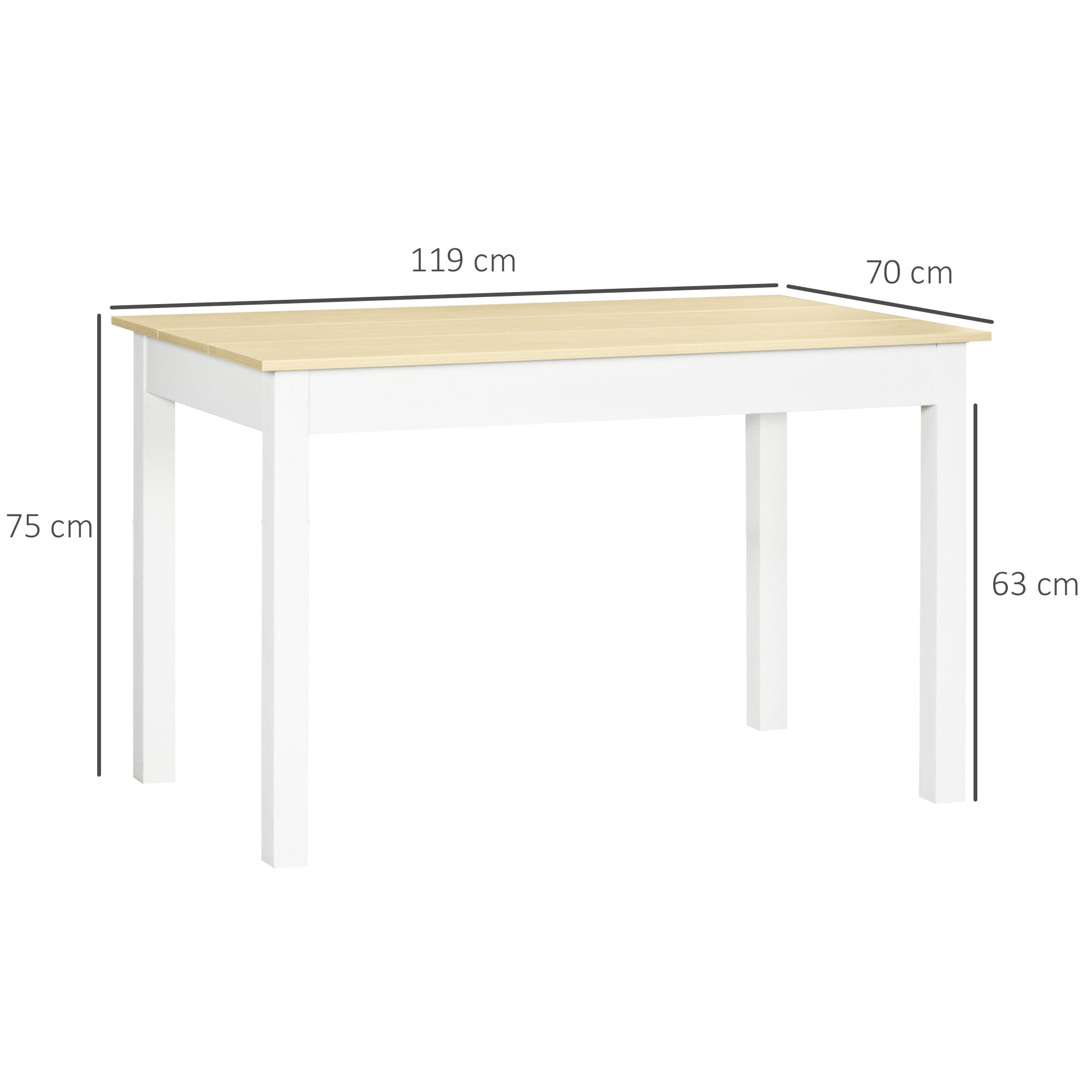 Dining Table for 4-6 People Rectangular Modern Style Kitchen Table with Wood Melamine Board Load 50 kg Oak and White
