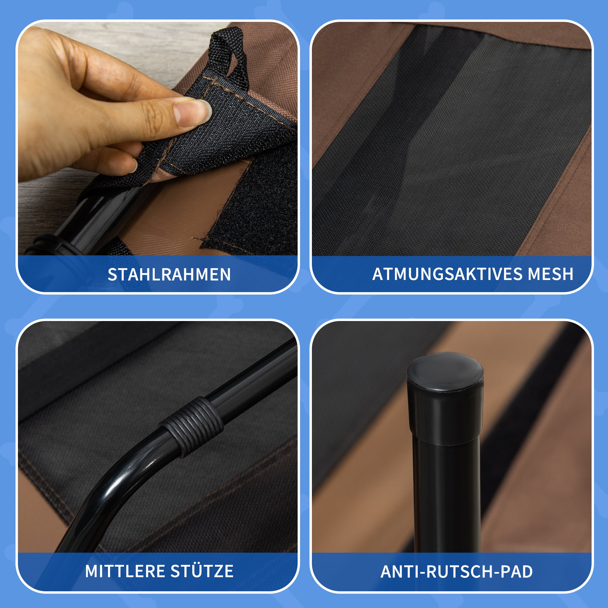 Elevated Dog Bed Outdoor, Cooling Pet Cot for Large Dogs, Washable Mesh with Sturdy Metal Frame, Pet Bed for Travel Garden Outdoor, 122 x 92 x 23 cm, Coffee Brown