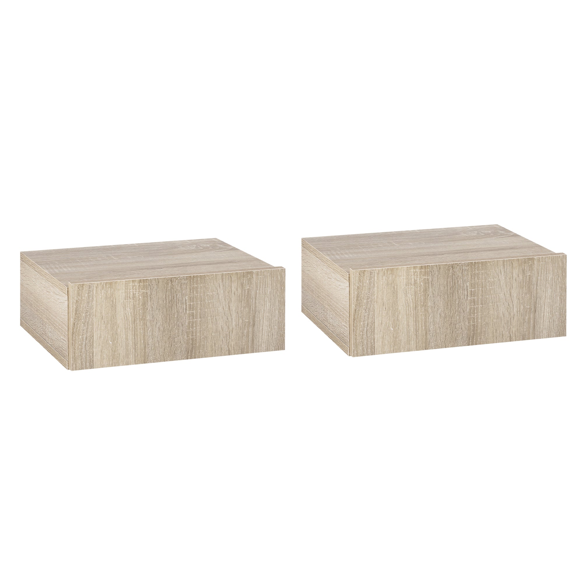 Set of 2 Floating Bedside Tables with 1 Drawer Wall Mounted Design Modern Style for Bedroom 40x30x15 cm Natural