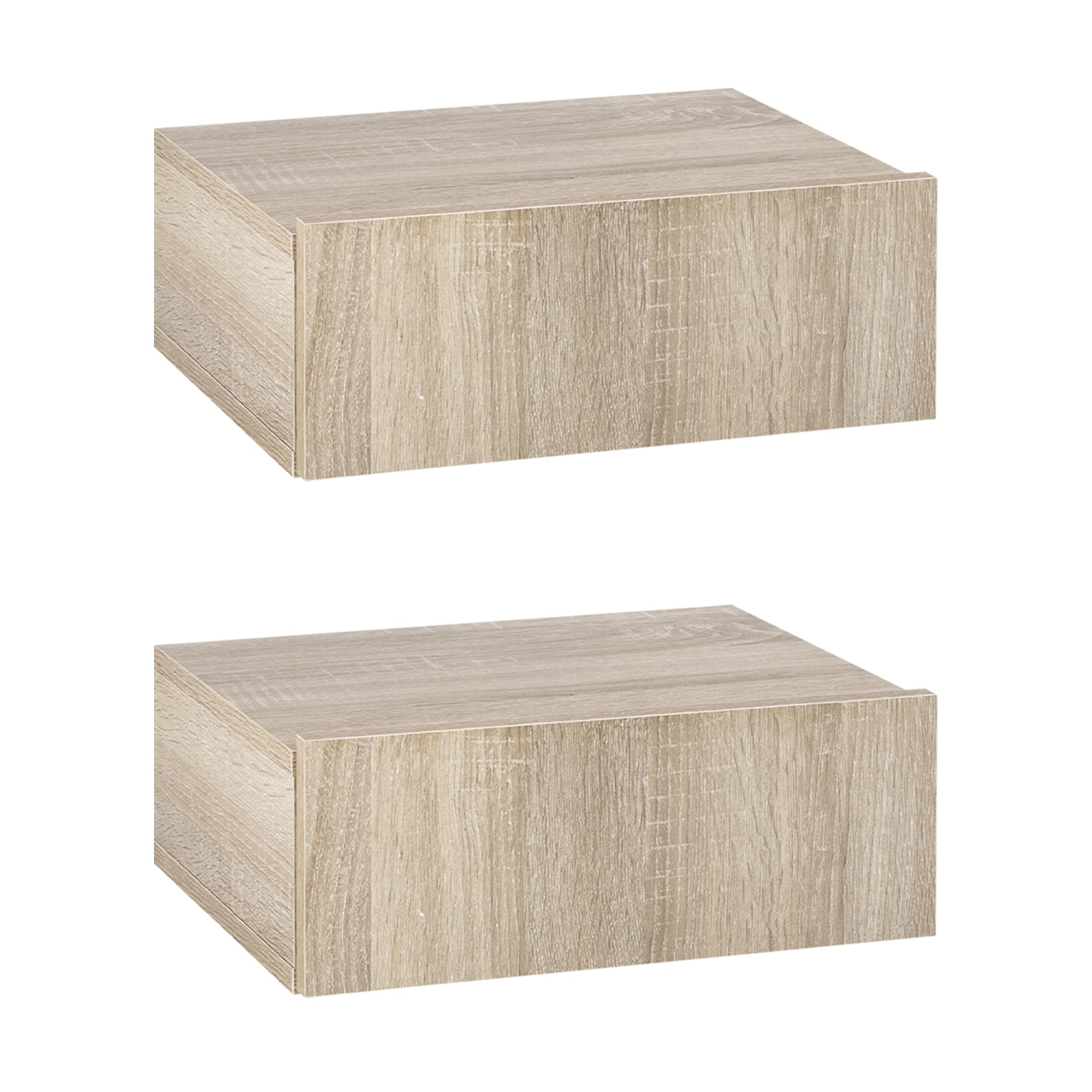 Set of 2 Floating Bedside Tables with 1 Drawer Wall Mounted Design Modern Style for Bedroom 40x30x15 cm Natural