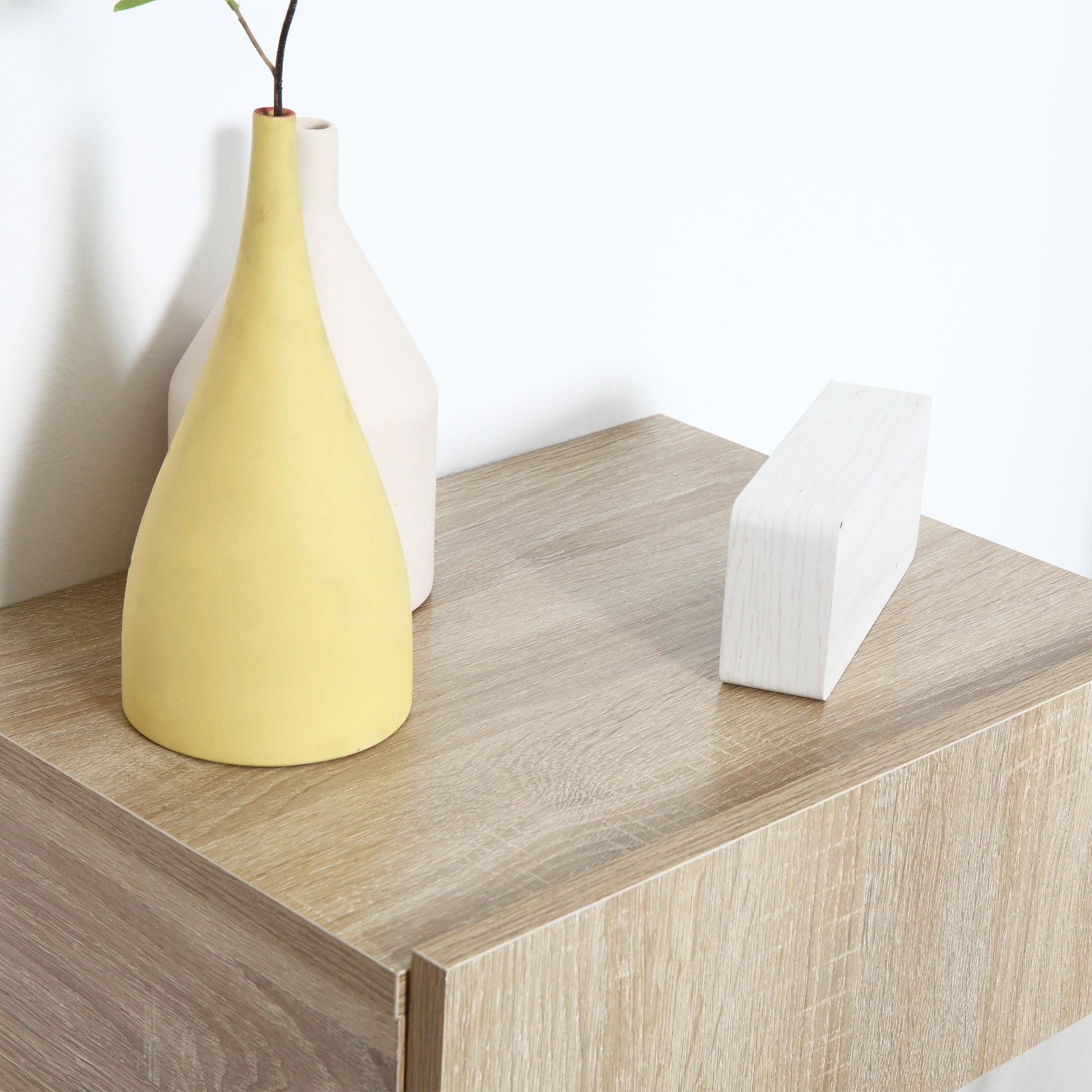 Set of 2 Floating Bedside Tables with 1 Drawer Wall Mounted Design Modern Style for Bedroom 40x30x15 cm Natural