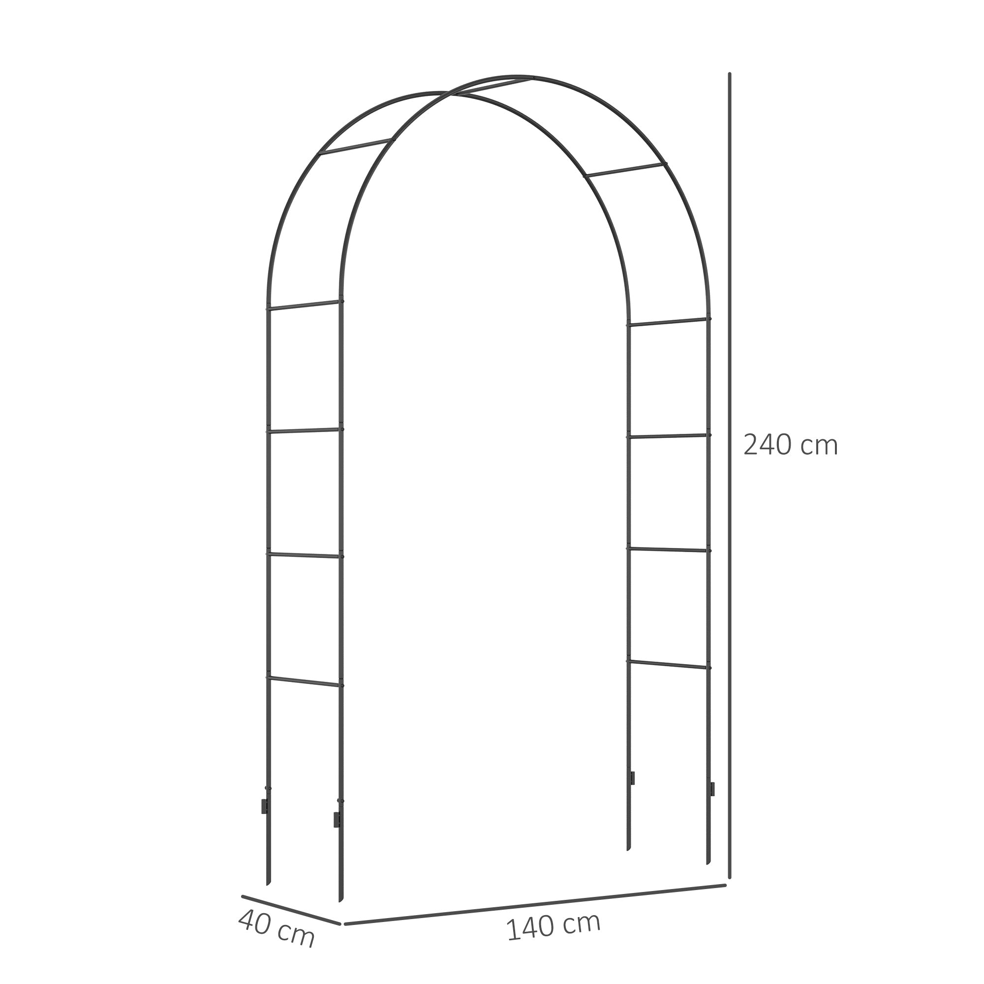 Metal Rose Arch Trellis for Climbing Plants Garden Arch with Pointed Design Metal Structure Arbor Trellis for Roses Archway for Garden 140 x 40 x 240 cm Black