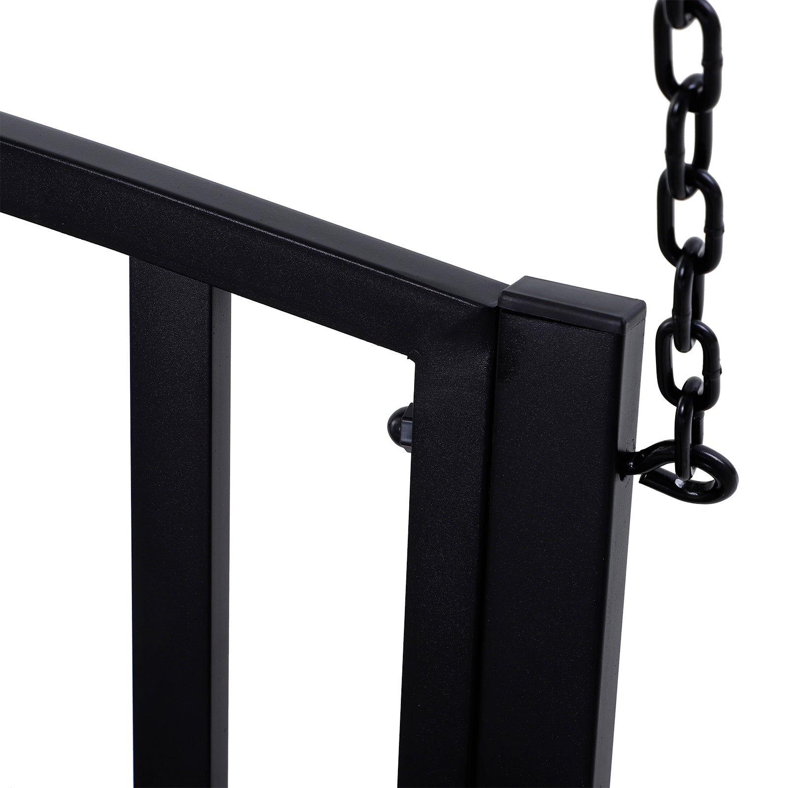 Hanging Bench 2-Seater Garden Swing Swing Bench Hollywood Swing Suspended Bench with Chains Metal Black 127 x 60 x 53 cm