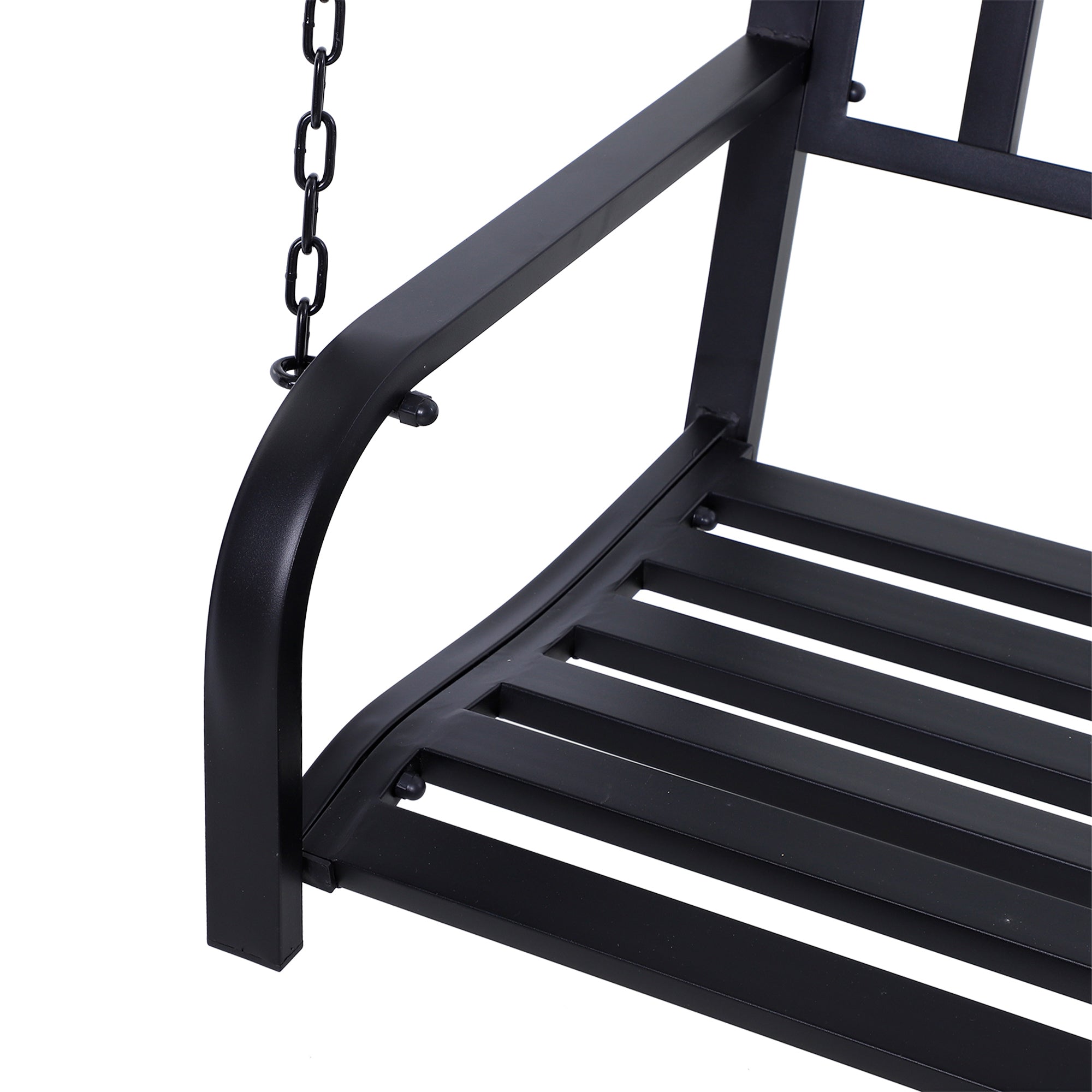Hanging Bench 2-Seater Garden Swing Swing Bench Hollywood Swing Suspended Bench with Chains Metal Black 127 x 60 x 53 cm