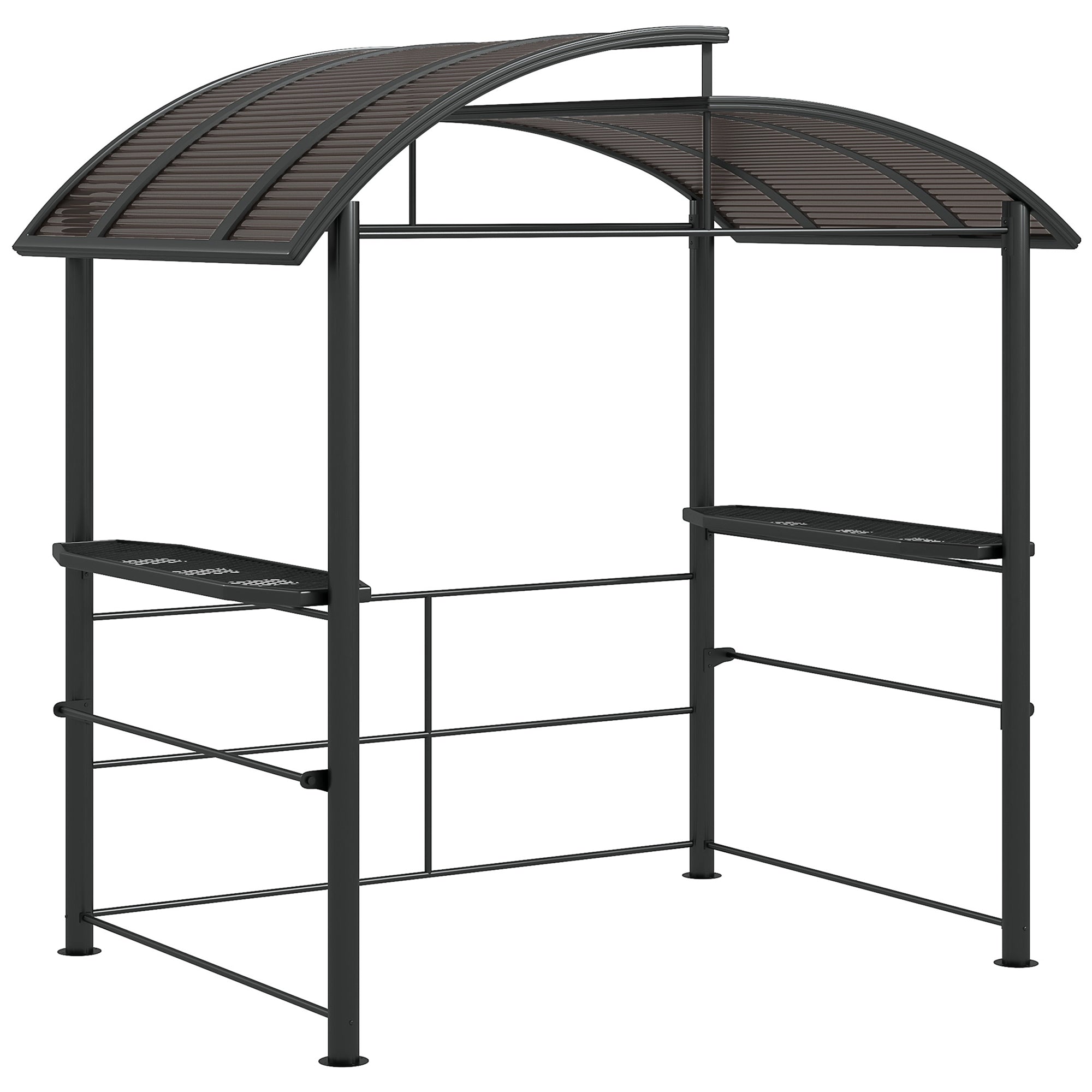 Grill Gazebo with Flame-Retardant Roof, BBQ Gazebo with 2 Shelves, Grill Canopy with UV Protection, Pergola for Garden, Balcony, Steel PC Dark Gray, 240 x 150 x 230 cm