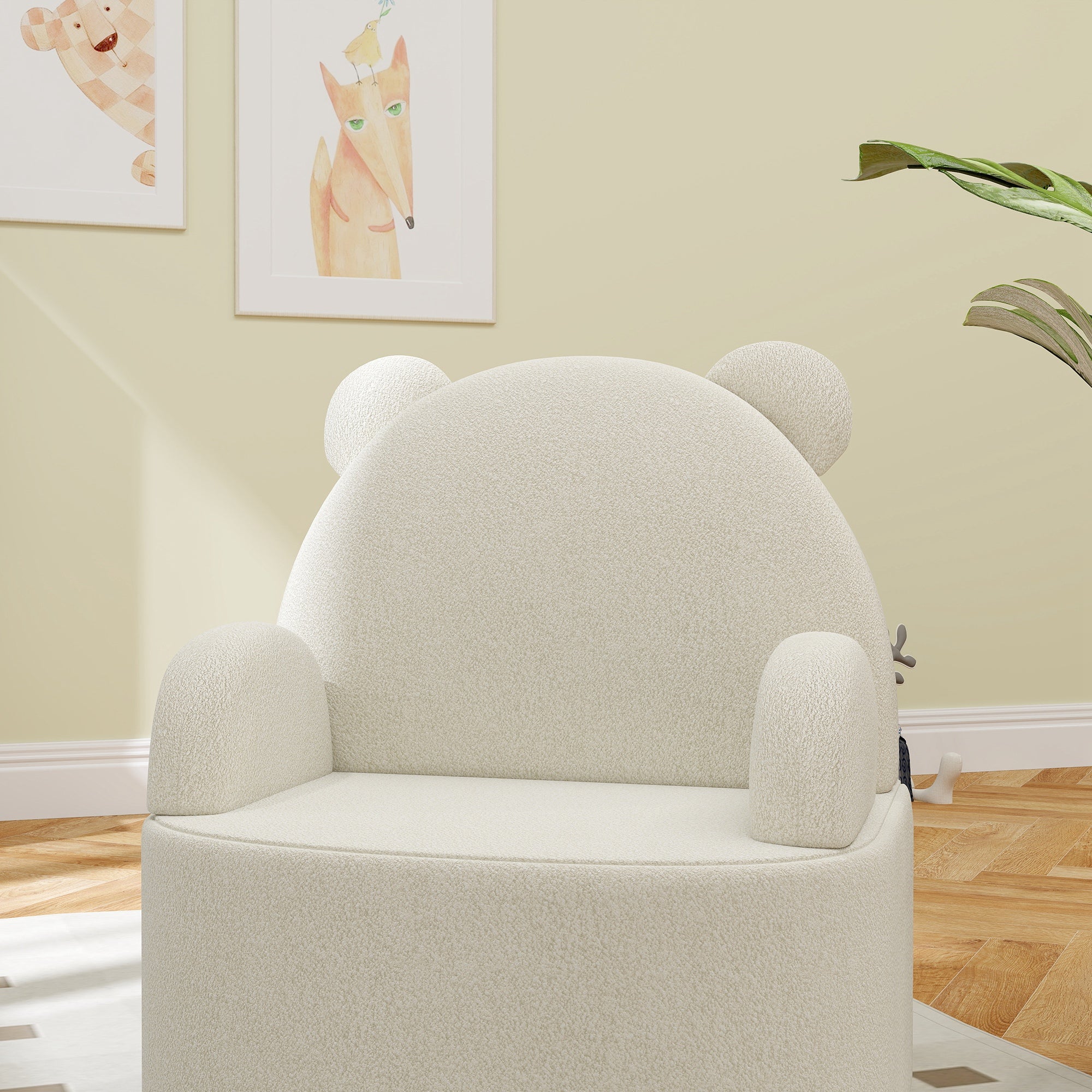Kids Chair, Kids Sofa with Soft Teddy Fleece, Bear Shape, Children's Chair for Kids from 1.5 Years Old, Children's Room, Playroom, Beige