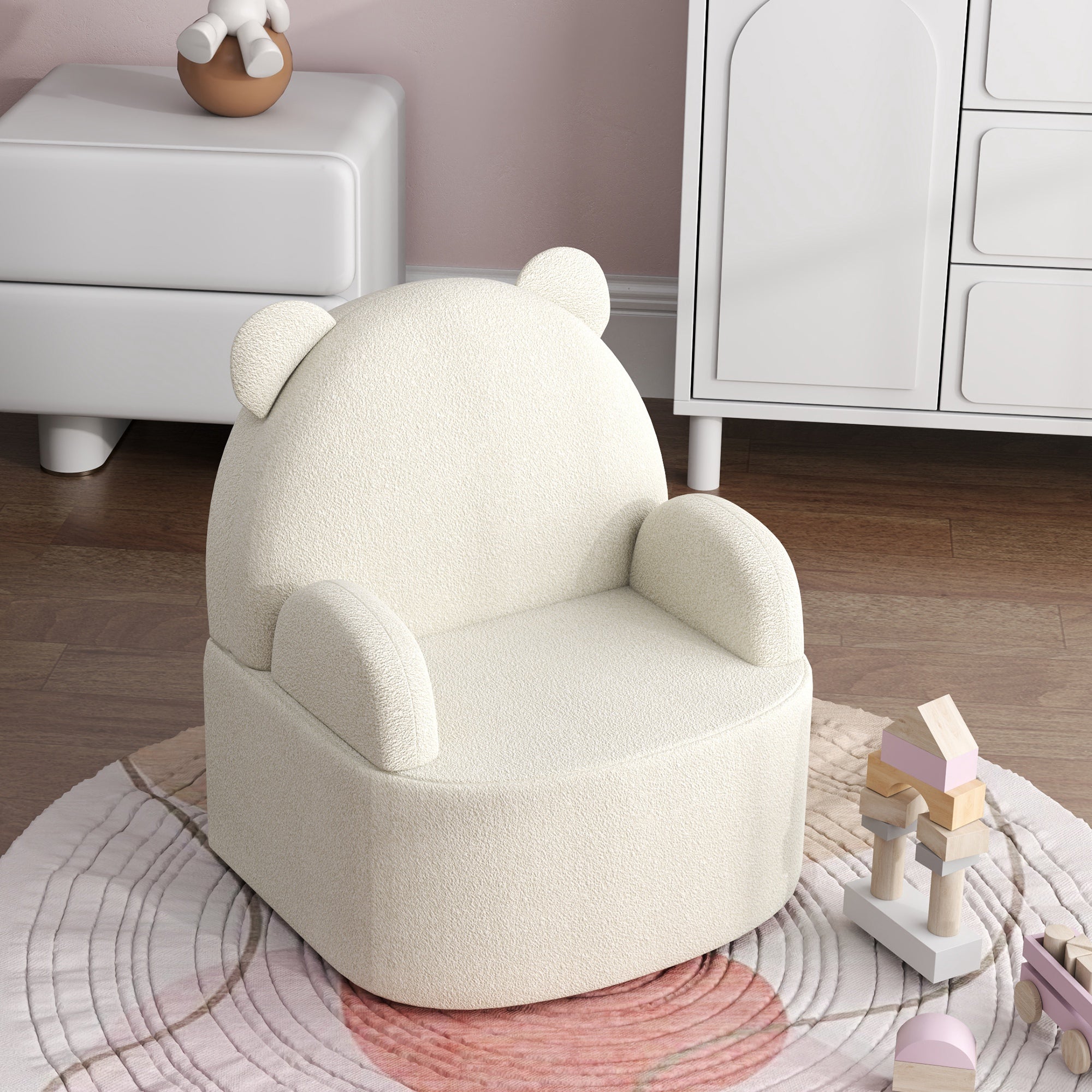 Kids Chair, Kids Sofa with Soft Teddy Fleece, Bear Shape, Children's Chair for Kids from 1.5 Years Old, Children's Room, Playroom, Beige