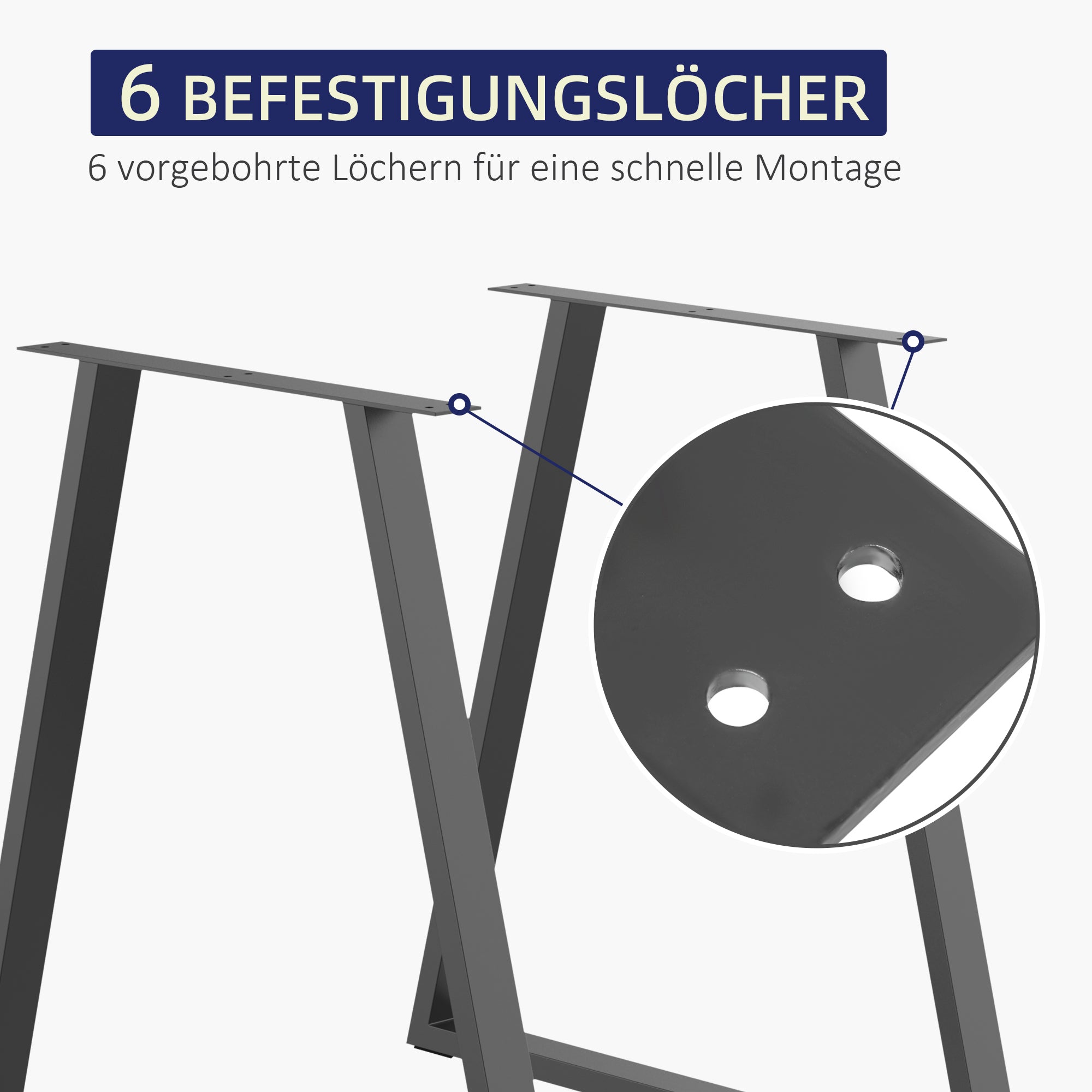 Table Legs, Set of 2 Table Bases, Triangular Furniture Feet made of Steel, 70 x 72 cm Table Frame for Dining Table, Coffee Table, Desk, Steel, Black