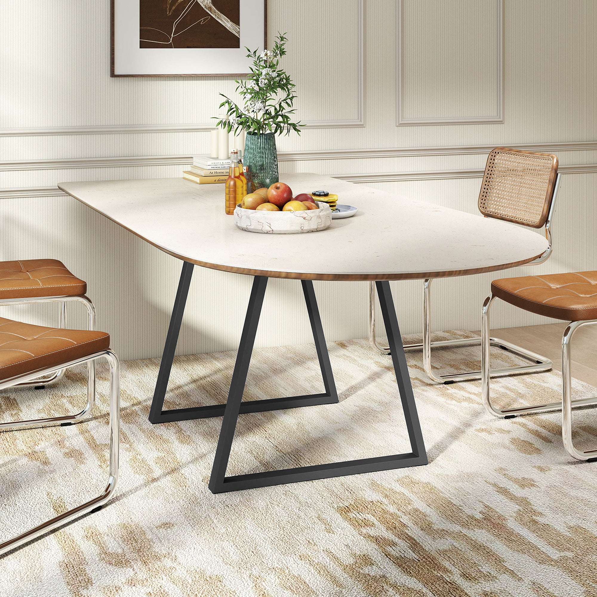 Table Legs, Set of 2 Table Bases, Triangular Furniture Feet made of Steel, 70 x 72 cm Table Frame for Dining Table, Coffee Table, Desk, Steel, Black