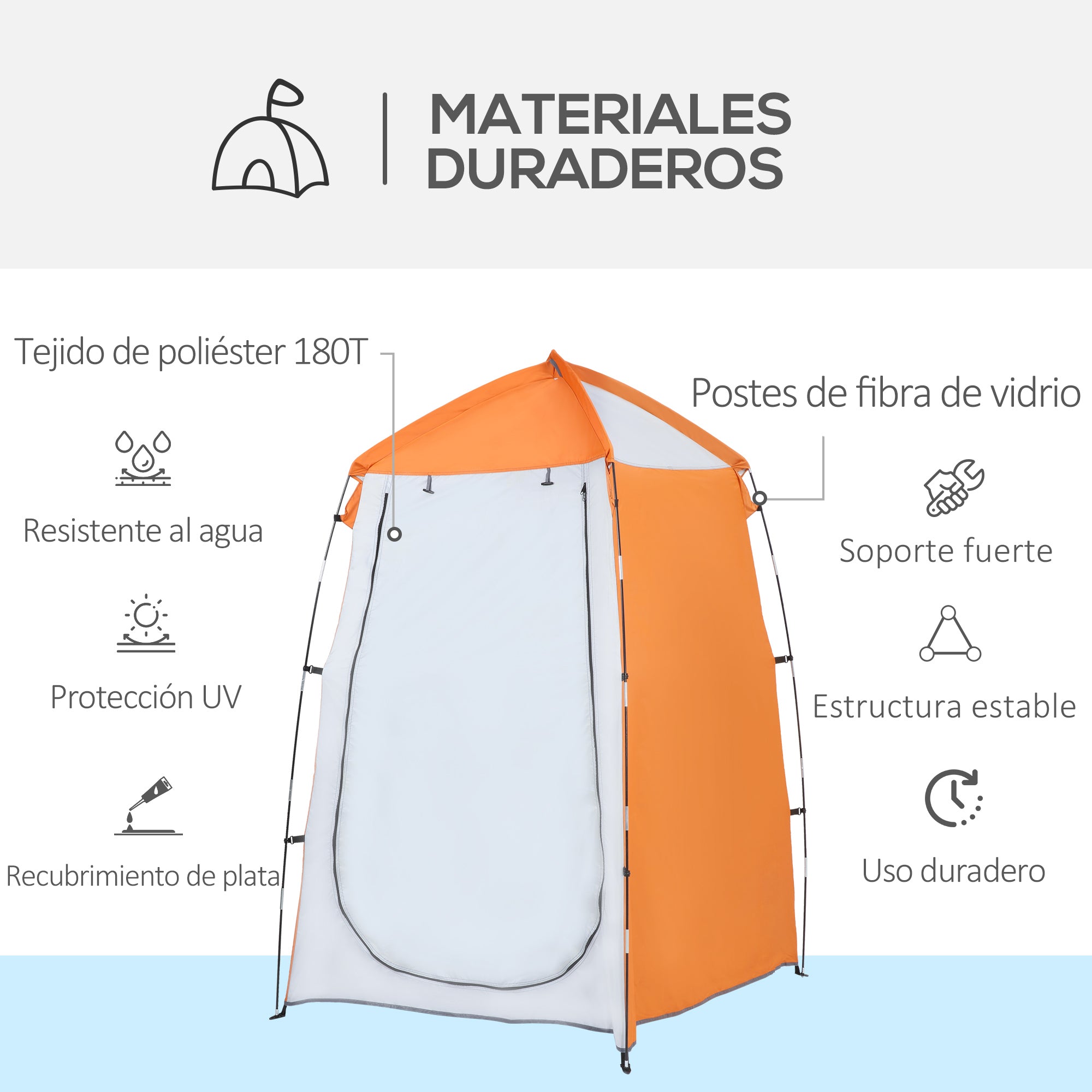 Portable Camping Shower Tent UV25+ Privacy Tent Instant Tent for Bathroom Dressing Room Toilet with Window Pocket and Carry Bag 123x121x198 cm Orange