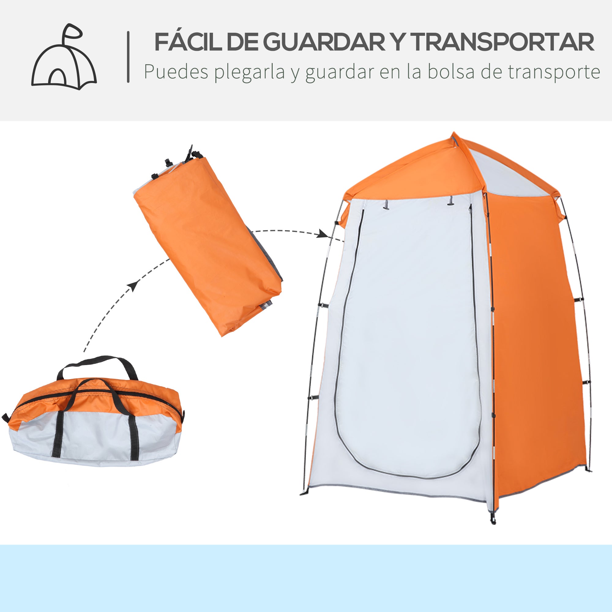 Portable Camping Shower Tent UV25+ Privacy Tent Instant Tent for Bathroom Dressing Room Toilet with Window Pocket and Carry Bag 123x121x198 cm Orange
