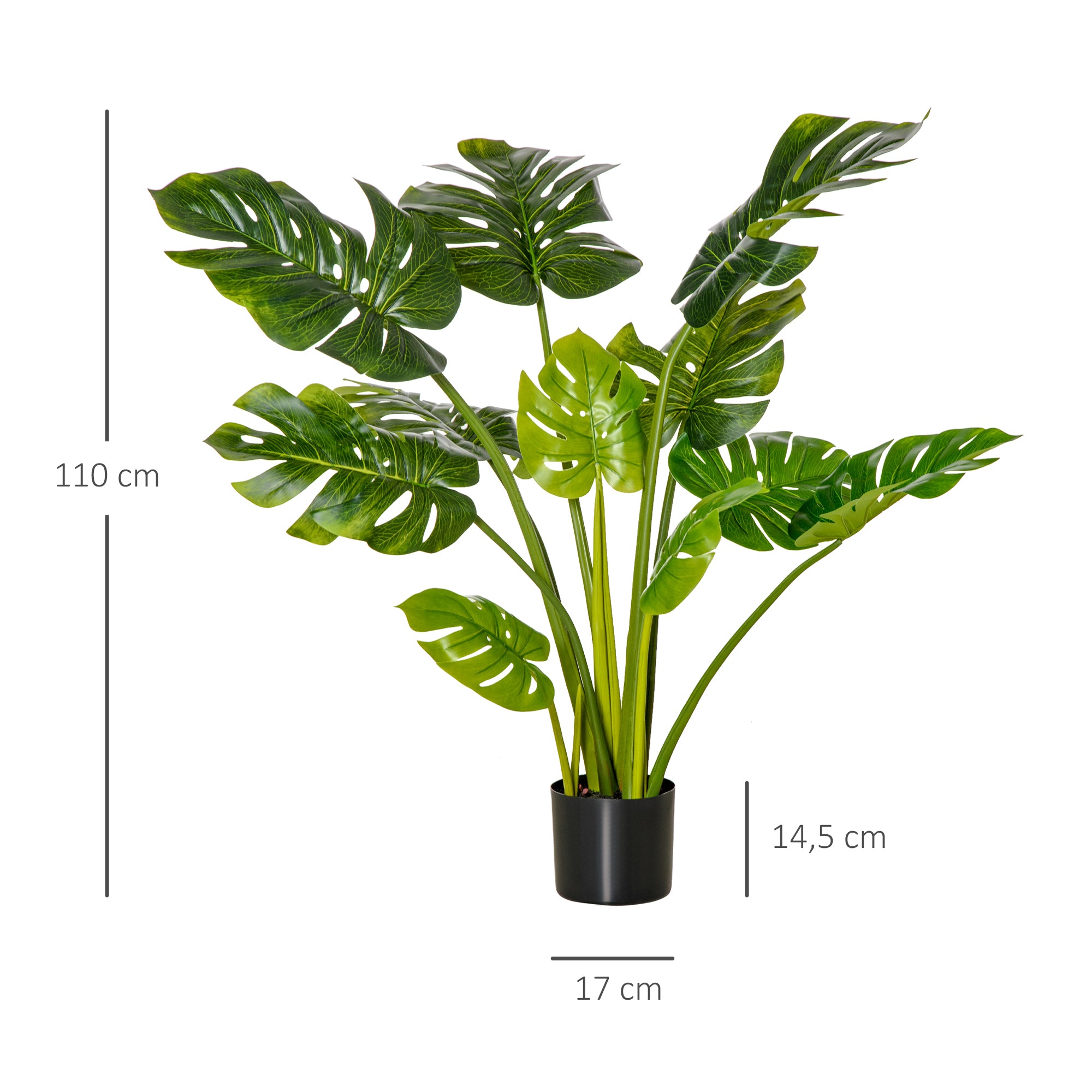 Artificial Plants 110 cm Artificial Monstera Faux Plants in Pot Artificial Tree Indoor Plant Decorative Plant Office Plant Plastic Pot for Indoor and Outdoor Use