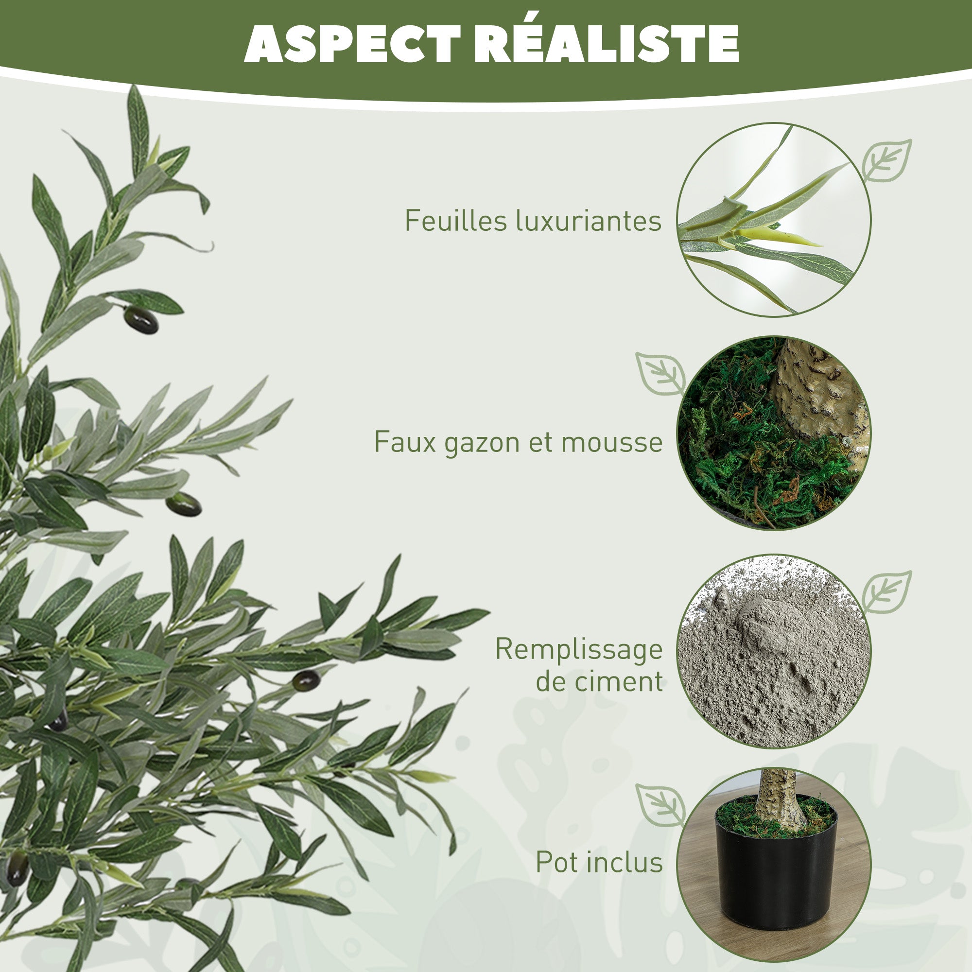 Artificial Olive Tree 120 cm Lifelike Indoor Tree with Realistic Leaves and Fruits, Fake Green Plant Decoration for Home, Office, Living Room, Bedroom