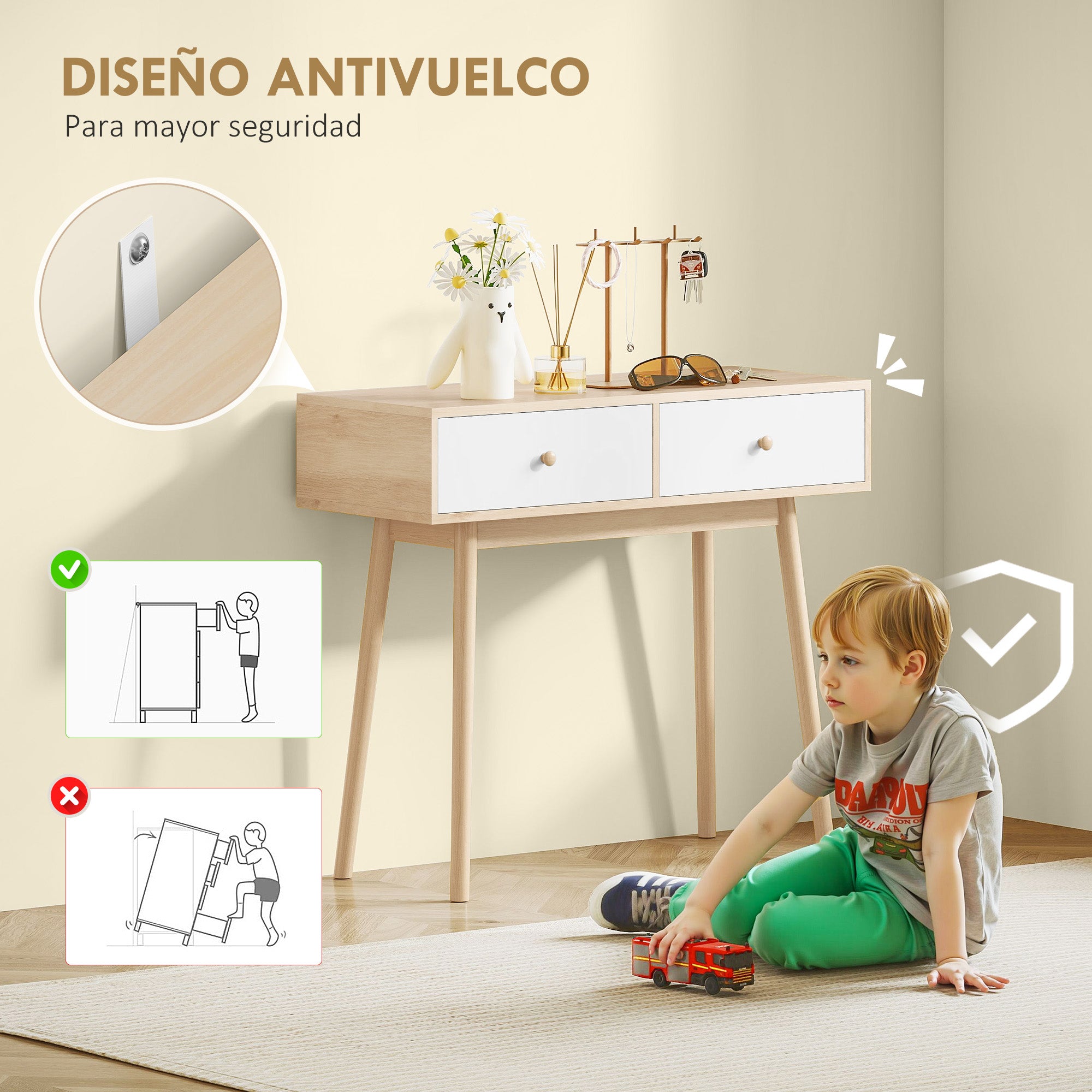 Narrow Console Table Entryway Console Table Sofa Table with 2 Drawers Modern Style for Hallway Entryway Living Room Bedroom Oak