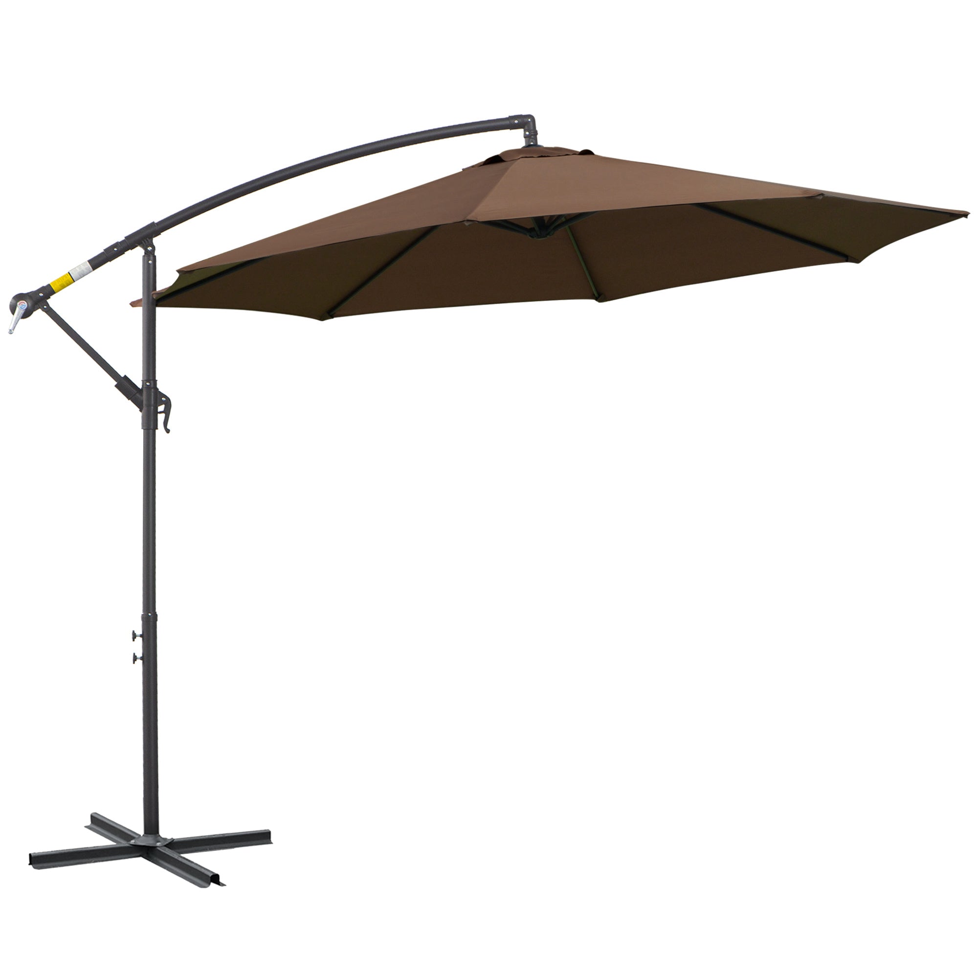 Cantilever Umbrella Ø300 cm tiltable Sunshade with UV Protection Crank Umbrella with Stand, Crank Mechanism, Market Umbrella Garden Umbrella Sun Protection for Balcony Garden Terrace Coffee