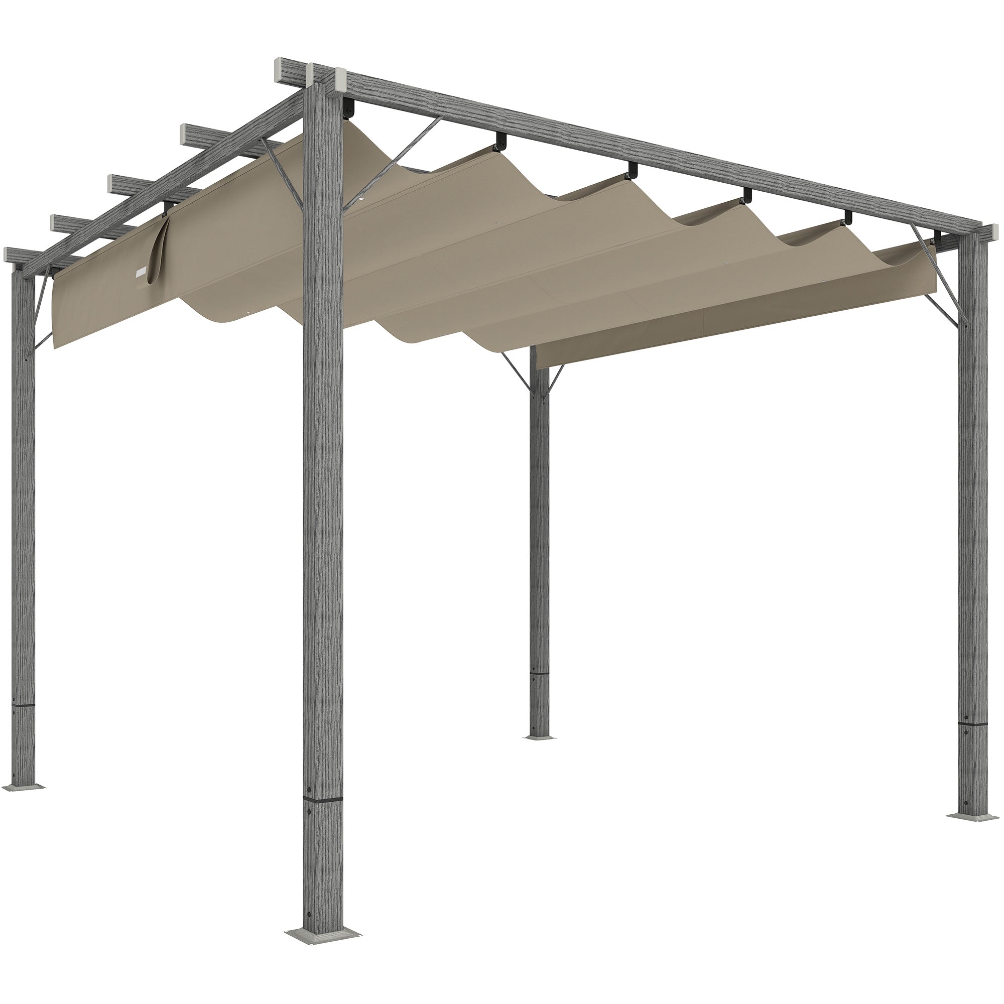 Pergola approx. 3x3m Garden Pavilion with Magnetic Pad, Aluminum Terrace Roof, Garden Pavilion with Adjustable Roof, Freestanding, UV Protection 30+, for Terrace and Garden, Gray
