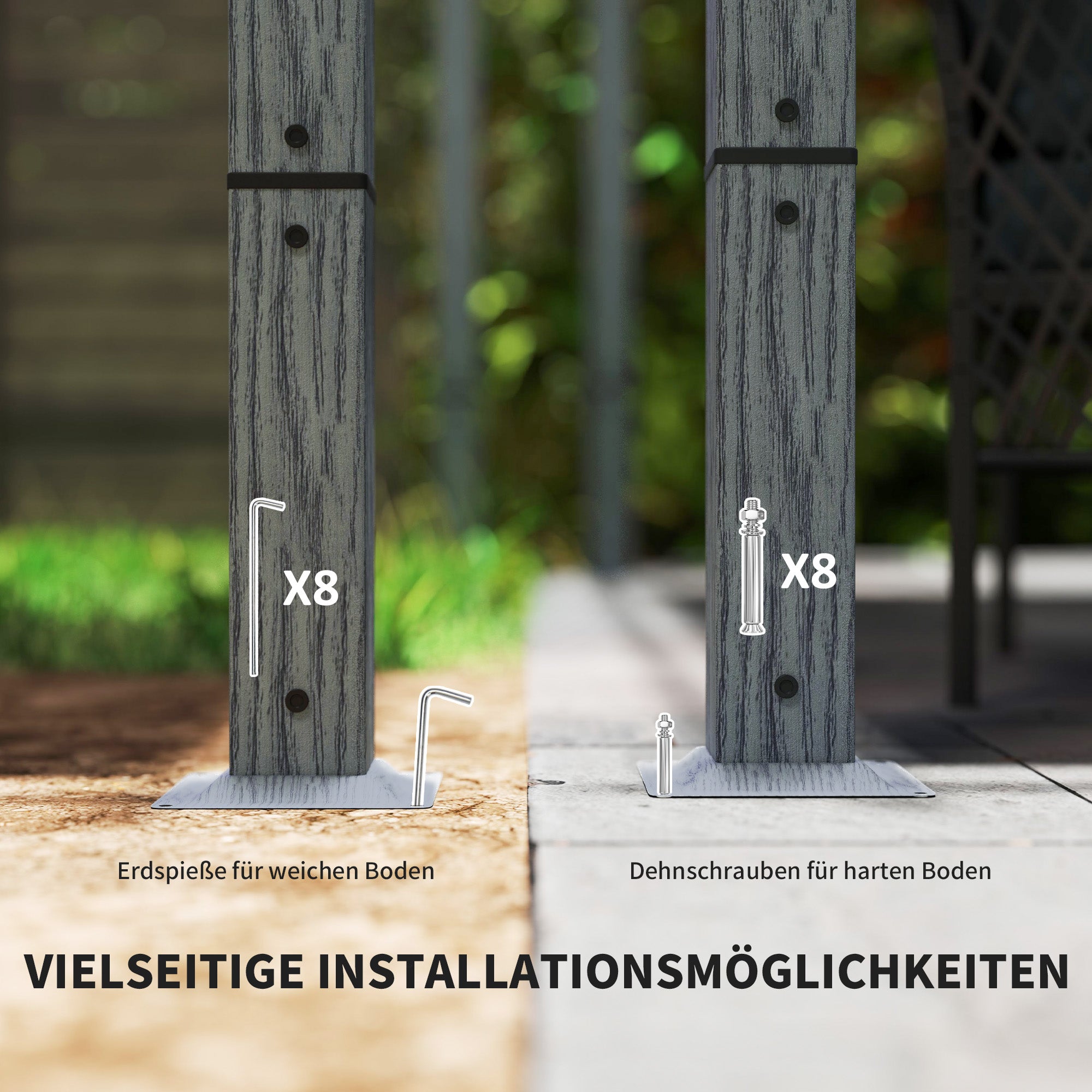 Pergola approx. 3x3m Garden Pavilion with Magnetic Pad, Aluminum Terrace Roof, Garden Pavilion with Adjustable Roof, Freestanding, UV Protection 30+, for Terrace and Garden, Gray